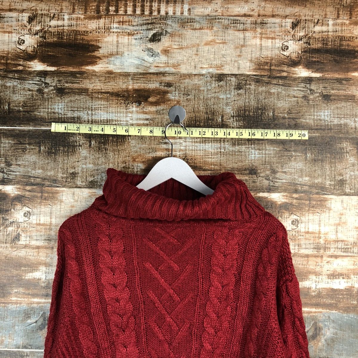 Aran Isles Knitwear × Japanese Brand × Vintage One Way Red Turtle Neck Knitwear crop top #A1563 Size M / US 6-8 / IT 42-44 - 4 Thumbnail