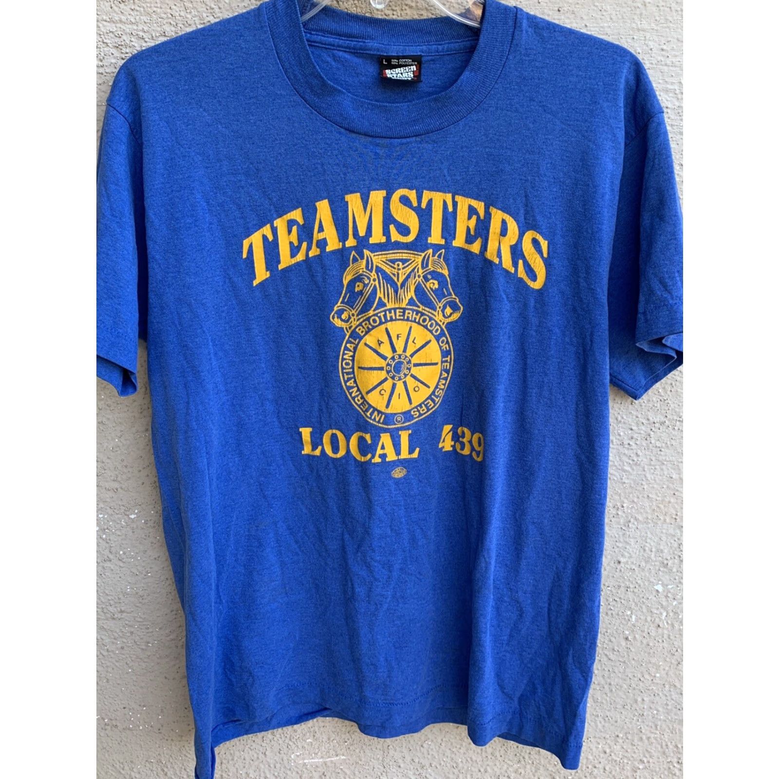 Vintage VINTAGE Teamsters Local 439 T Shirt Horse Logo 80s 90s Screen Stars Best L Blue Men Short Sleeve Graphic Tee - Mens Size US L / EU 52-54 / 3 - 6 Thumbnail