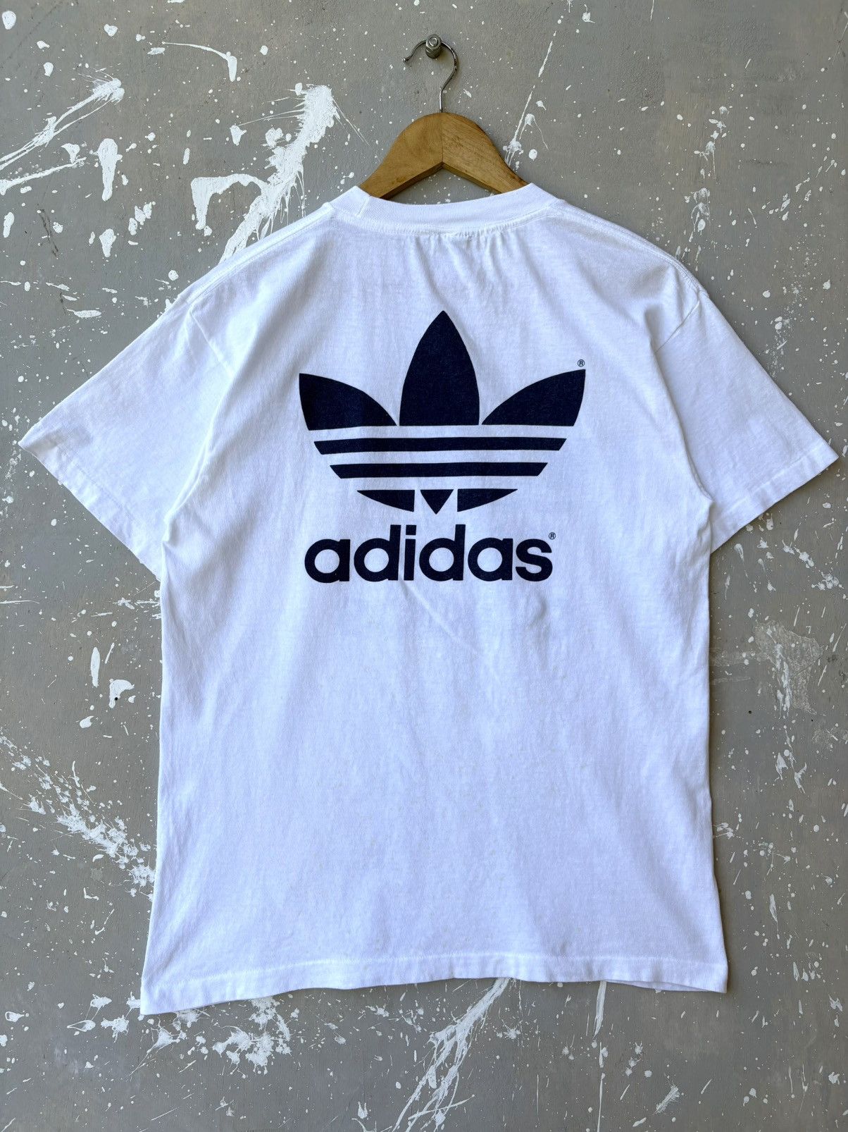 Adidas Vintage 80s Adidas Trefoil Double Sided Print Tee Size US M / EU 48-50 / 2 - 3 Thumbnail
