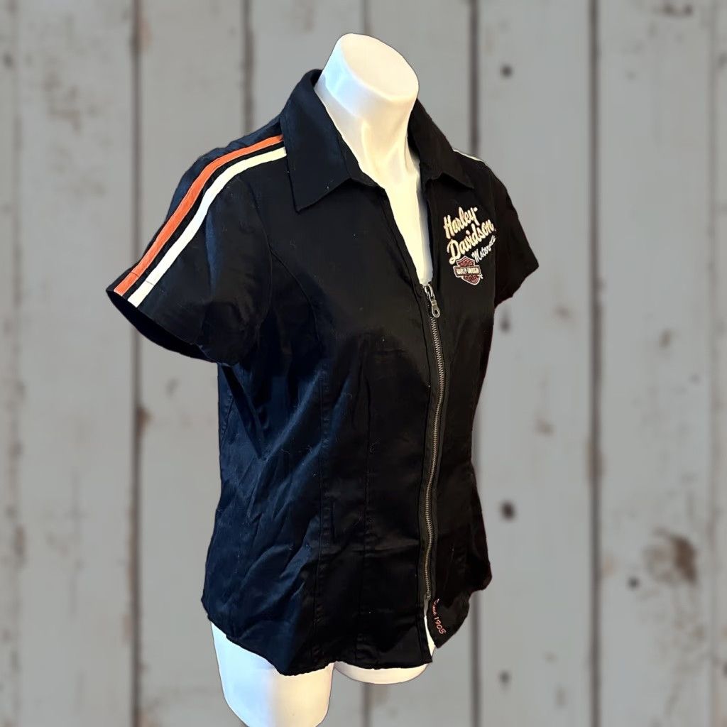 Harley Davidson Harley-Davidson Women's Black Zip Mechanic Embroidered Work Shirt Medium Size M / US 6-8 / IT 42-44 - 1 Thumbnail