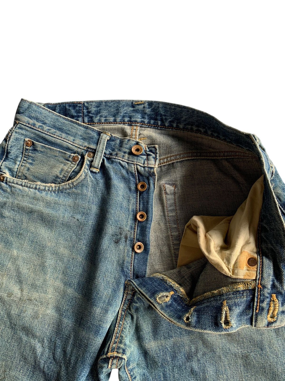 Edwin × Kapital EDWIN SELVEDGE 505X BUTTON FLY DISTRESSED DENIM Size US 30 / EU 46 - 13 Thumbnail