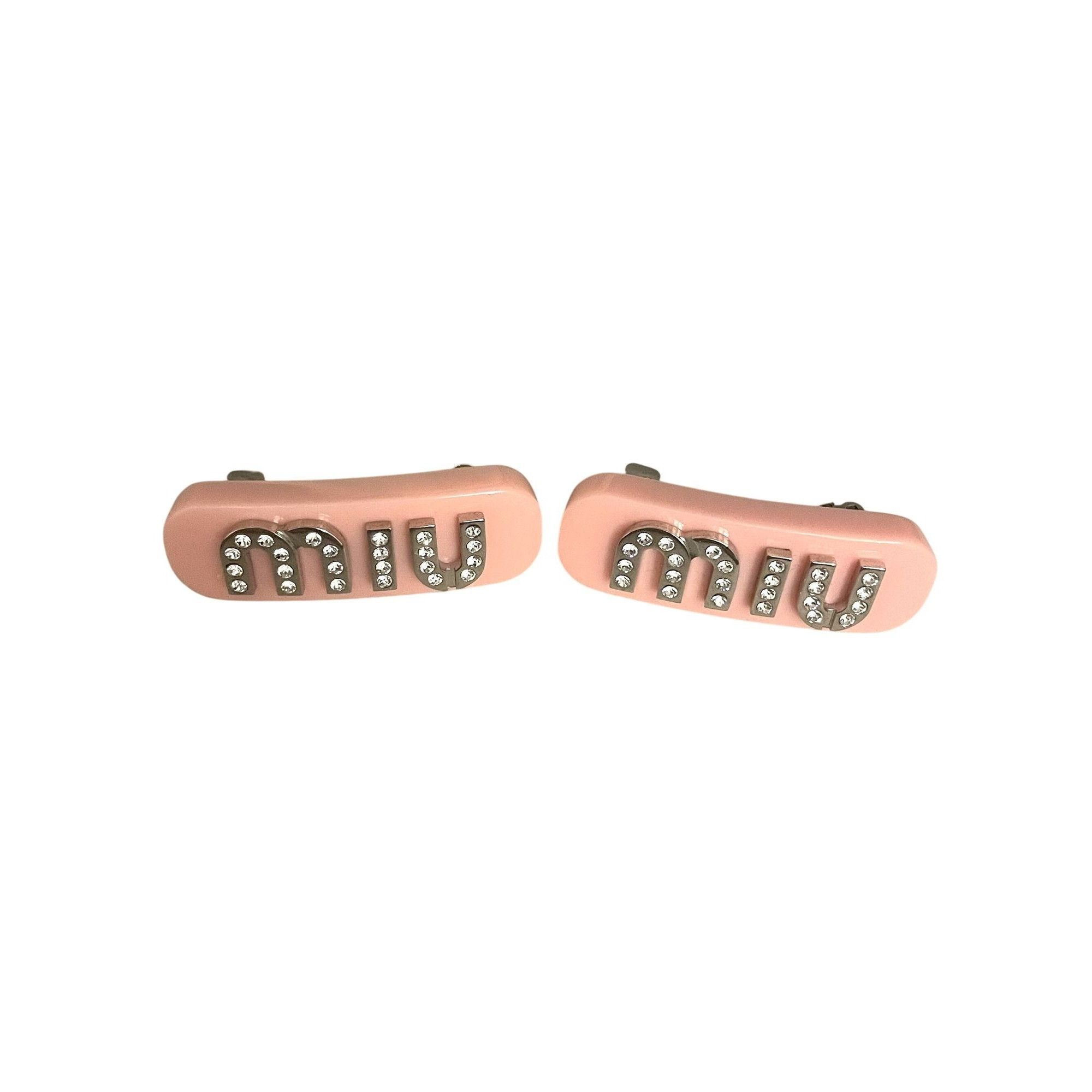 Miu Miu Miu Miu Crystal Embellished Pink Hair Clips Made In Italy Wi Size ONE SIZE - 1 Thumbnail