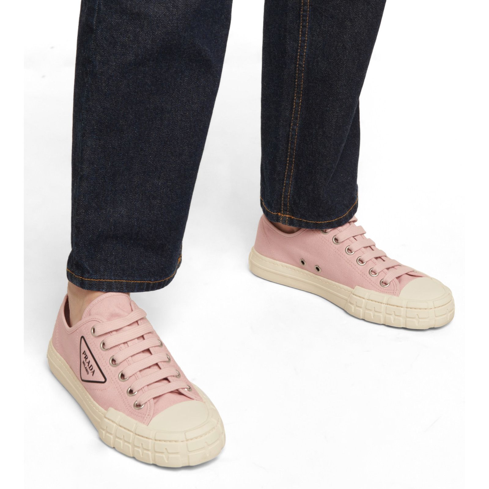 Prada Prada Wheel Pesco Pink Logo Lace Up Tie Flat Low Top Sneaker Size US 7 / IT 37 - 3 Thumbnail