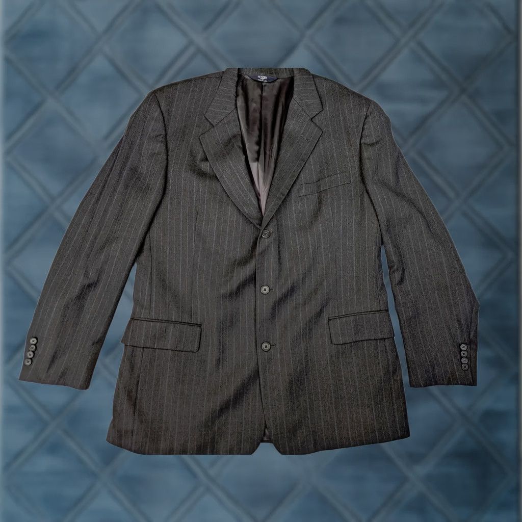 Vintage Pietrafesa Blazer Jacket Striped 46L Gray Chalk Wool 2 Button Notch Lapel Mens Size 46R - 1 Thumbnail