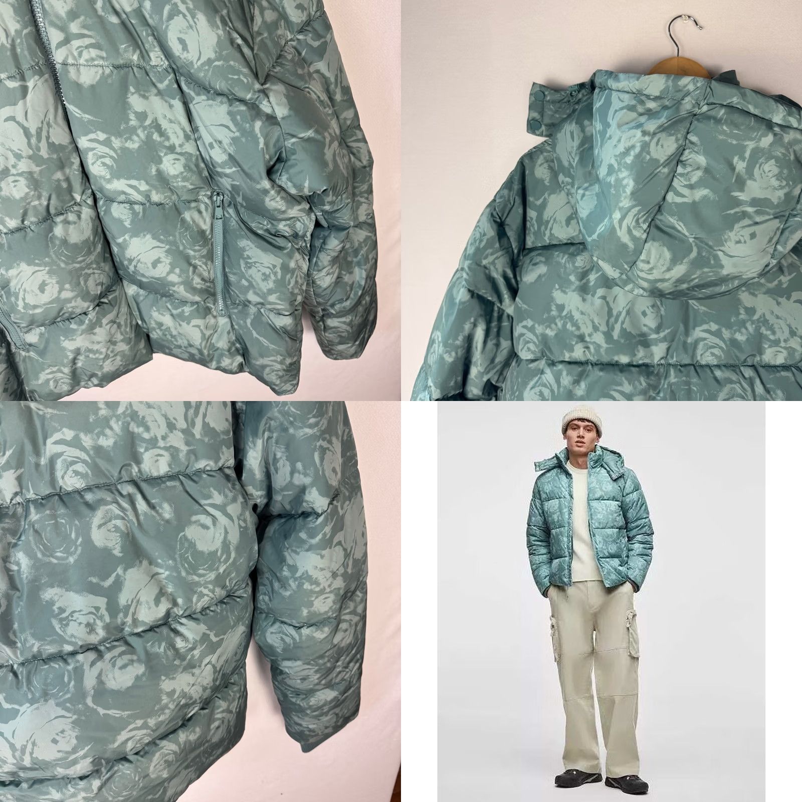 Vintage Mode of One Puffer Jacket Hooded XL Seedling Green Floral Camo Mens 100188366MN Size US XL / EU 56 / 4 - 9 Thumbnail