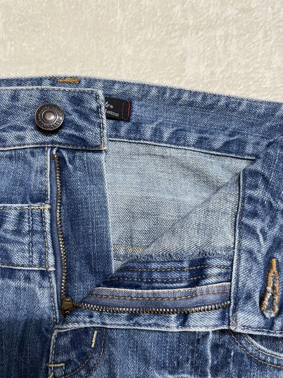 Japanese Brand Vintage Dominate Double Waist Mudwash Denim Jaens Size US 35 - 7 Thumbnail