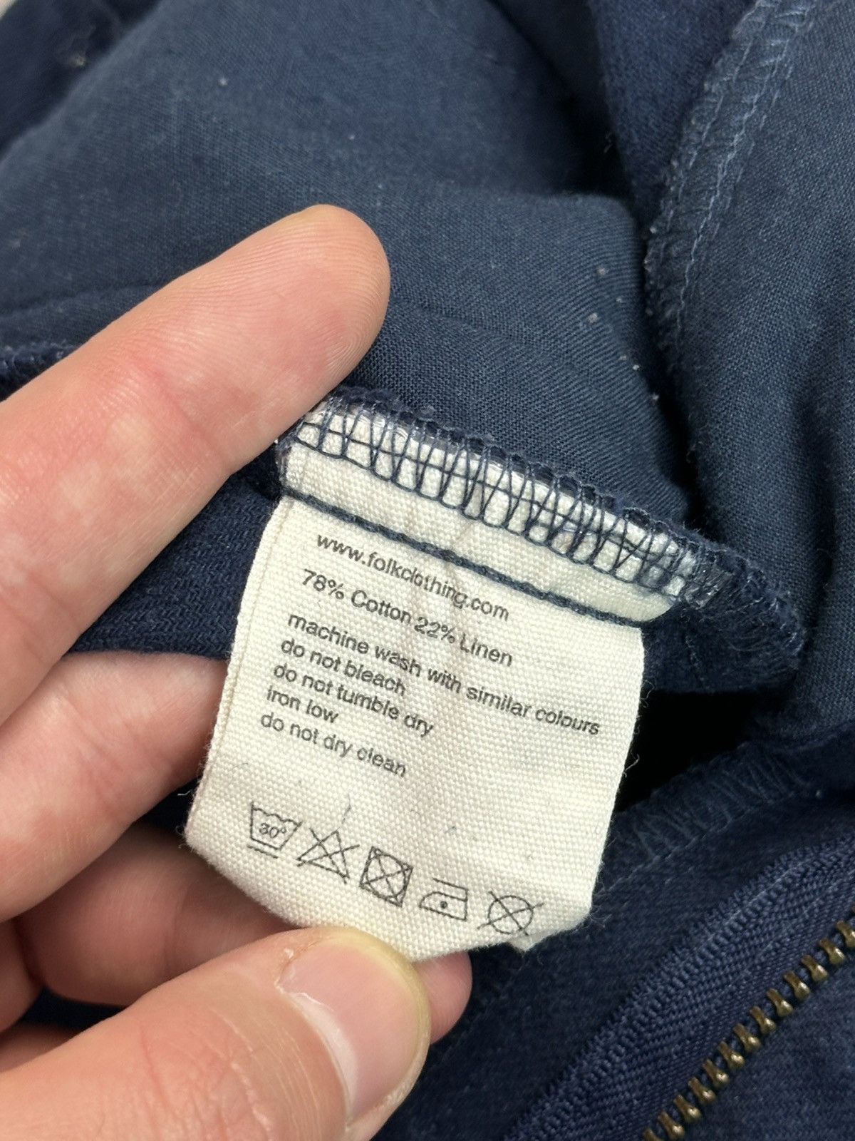 Folk Folk Loose Navy Blue Cotton-Linen Blend Men’s Casual Pants Size US 33 - 9 Thumbnail