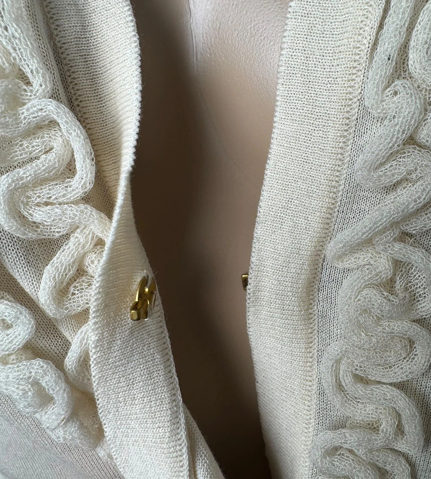 Wolford Wolford Ruffle Cardigan Cream Cotton Polyamide size M Size M / US 6-8 / IT 42-44 - 11 Thumbnail