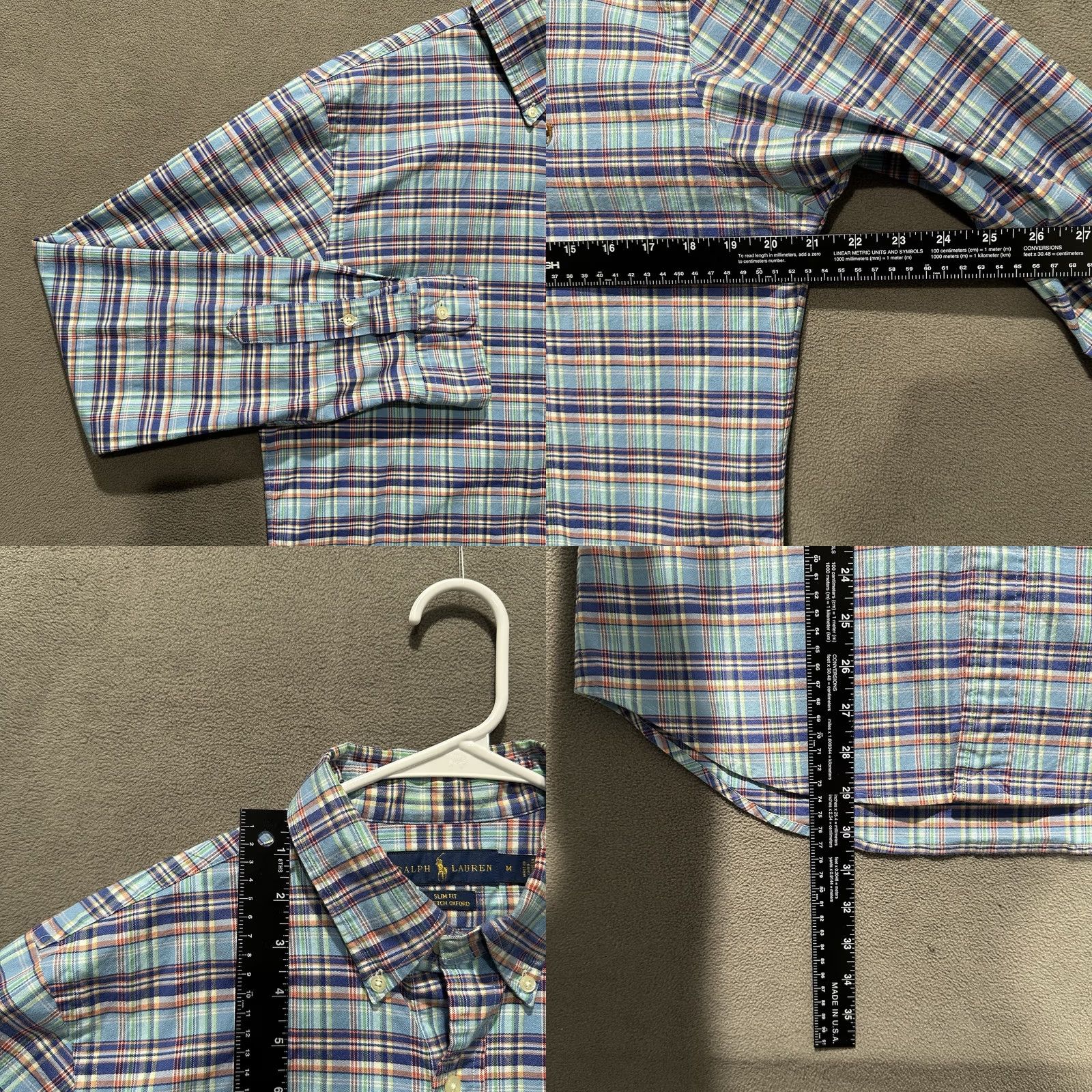 Ralph Lauren Ralph Lauren Shirt Mens M Light Blue Plaid Slim Fit Stretch Oxford Long Sleeve Size US M / EU 48-50 / 2 - 8 Thumbnail