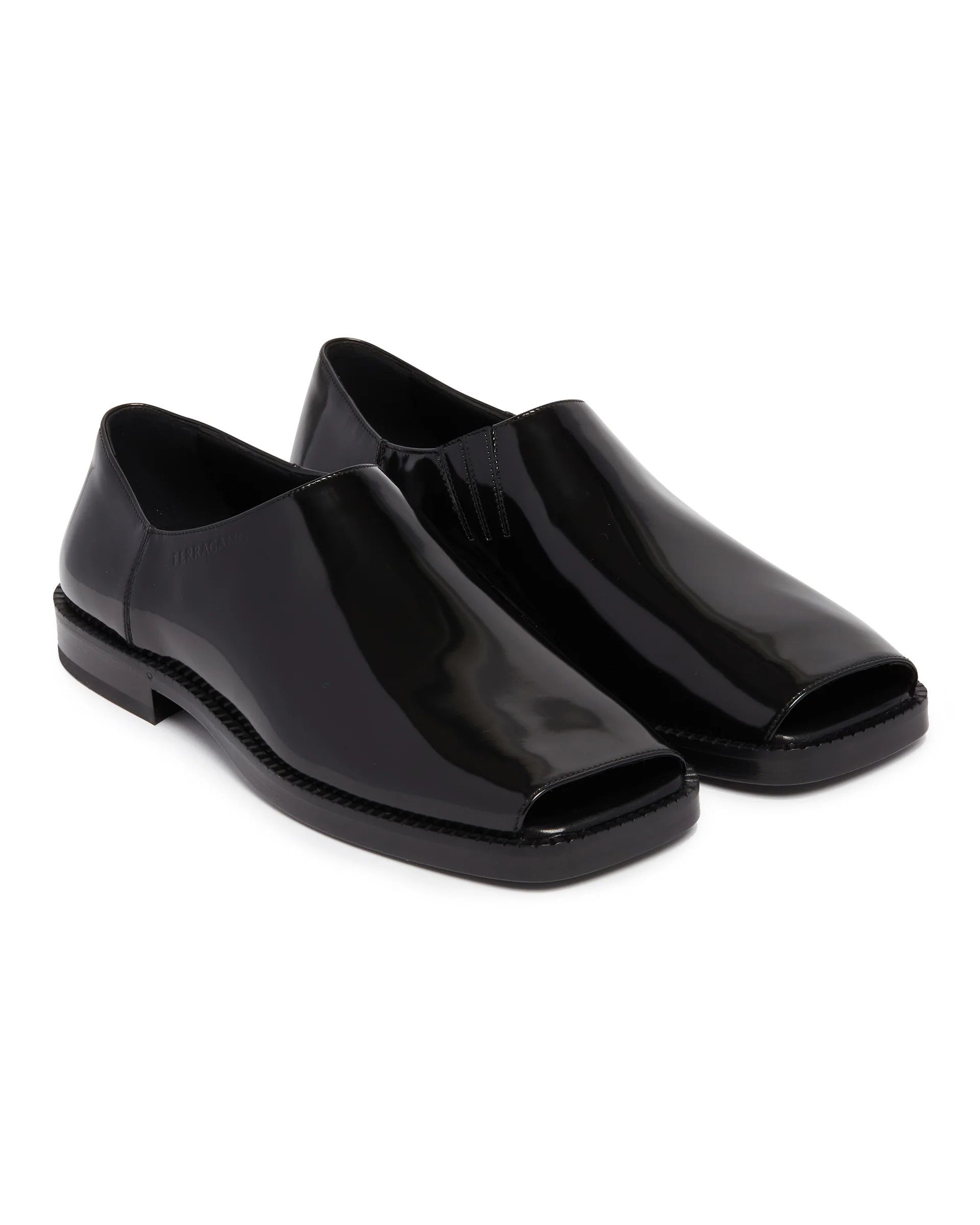 Salvatore Ferragamo o1s1rm0924 Open-toe Loafers in Black Size US 12.5 / EU 45-46 - 2 Thumbnail