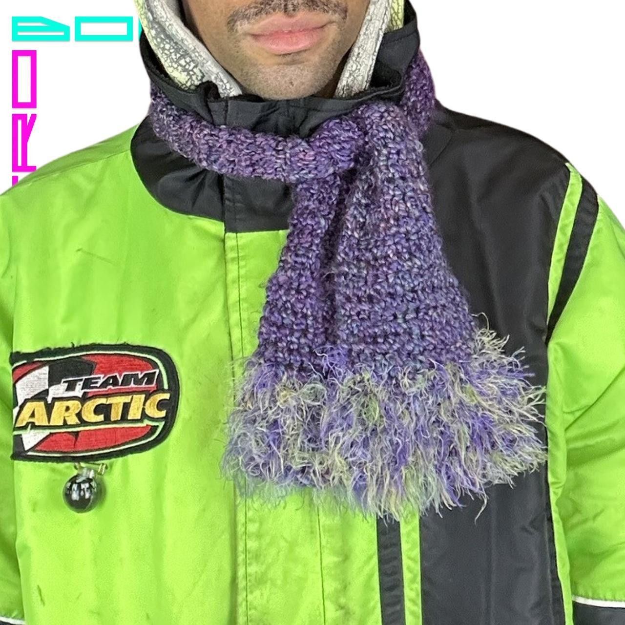 Other HANDMADE FUNKY PURPLE GRAY KNIT GRANNY SCARF Size ONE SIZE - 2 Thumbnail