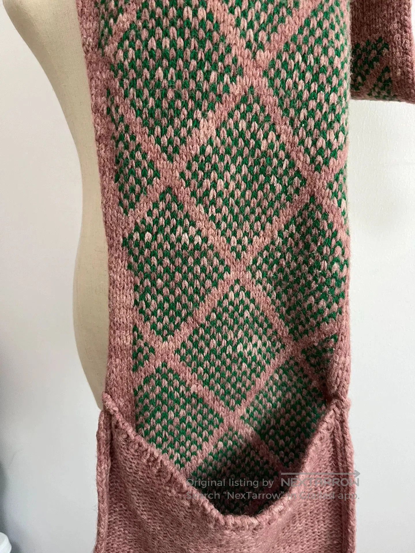 Dries Van Noten Dries van Noten Pink Green Argyle Scarf. Size ONE SIZE - 4 Thumbnail