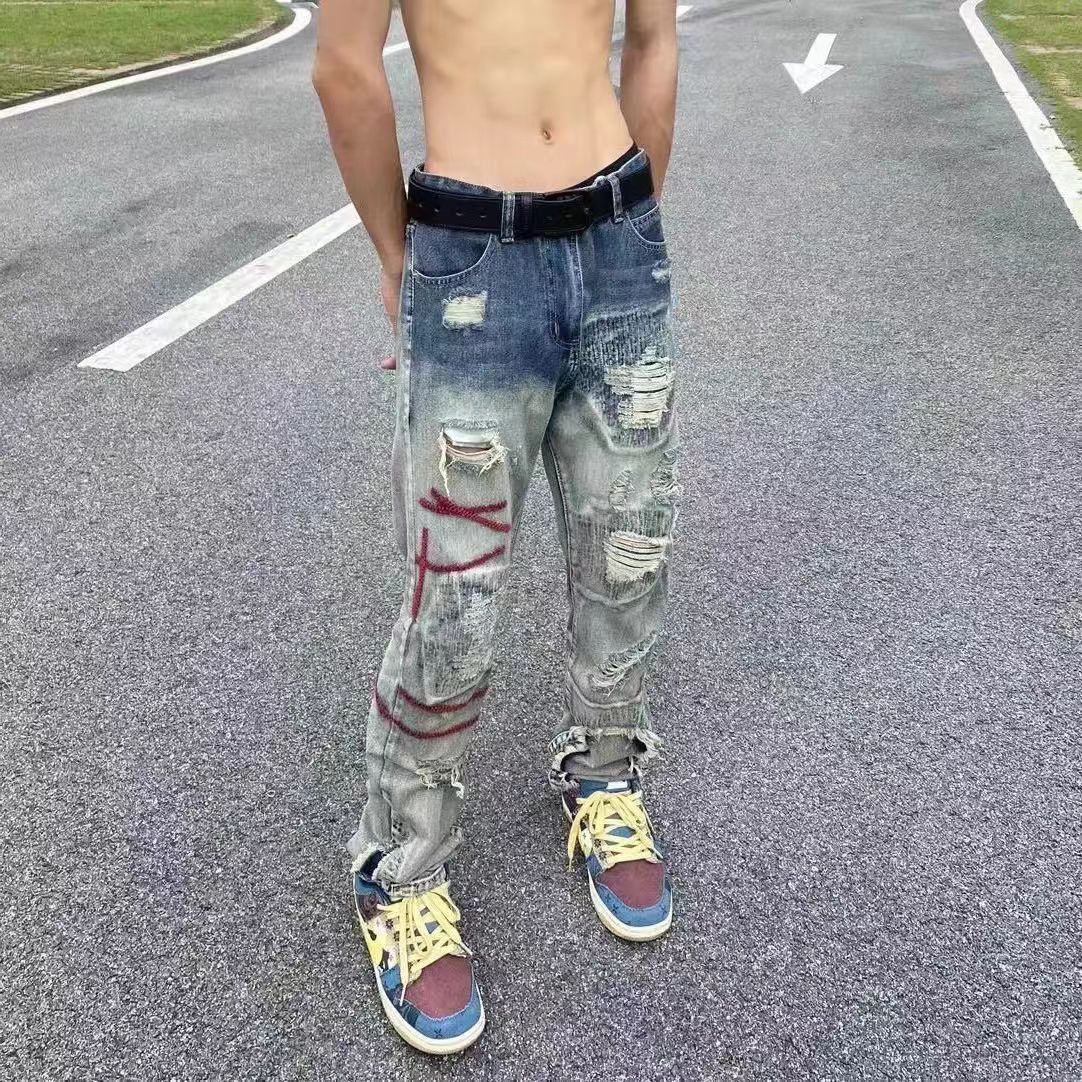 Designer × Jean × Vintage High Street Vintage Washed Ripped Jeans Size US 34 / EU 50 - 1 Thumbnail