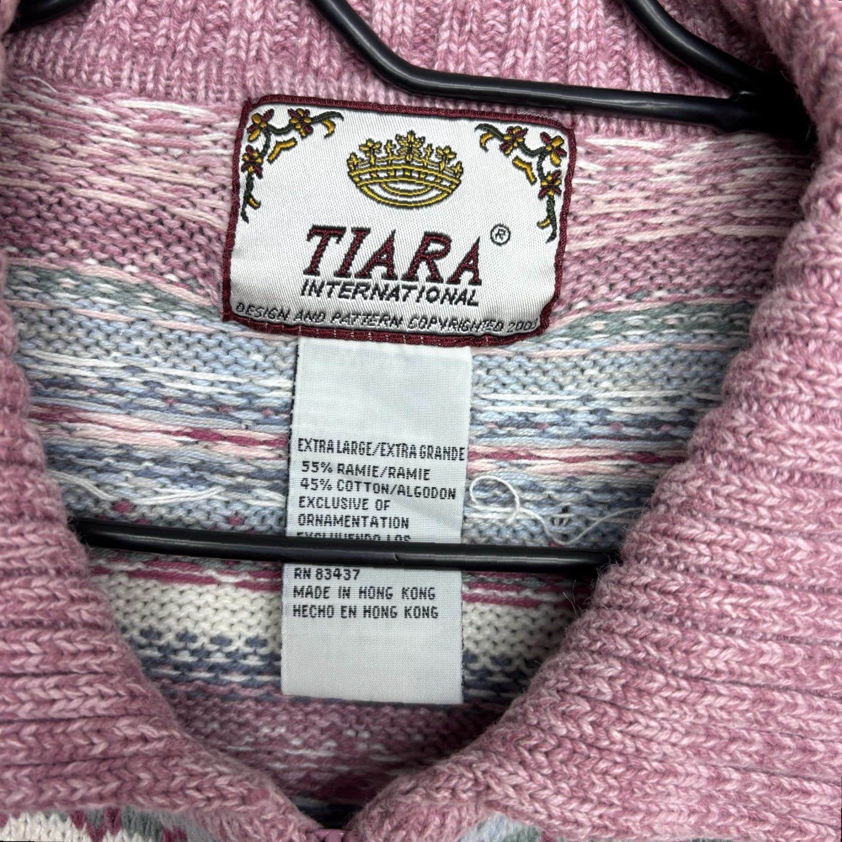 Vintage VINTAGE Tiara International Sweater Womens XL Pink Full Zip Cardigan Raglan Knit Winter Classic Retro Y2K Size XL / US 12-14 / IT 48-50 - 5 Thumbnail