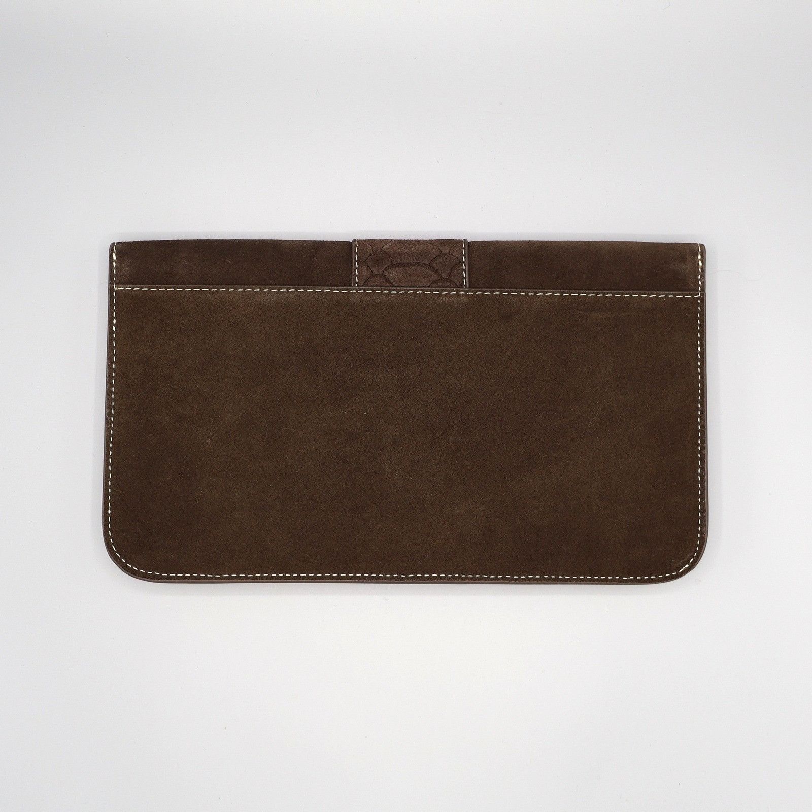 J.McLaughlin J McLaughlin Xena Suede Clutch Chocolate Brown Classic Envel Size ONE SIZE - 2 Thumbnail