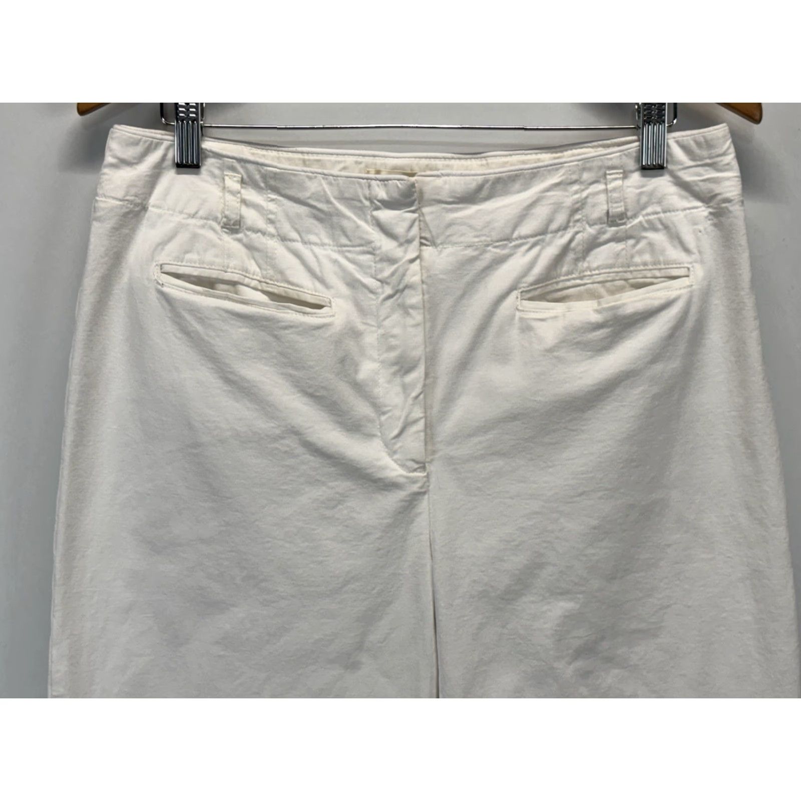 Vintage MAEVE Anthropologie Wide Leg Pants 14 Womens White Chino Trousers 32x32 Size 36" / US 14 / IT 50 - 2 Thumbnail