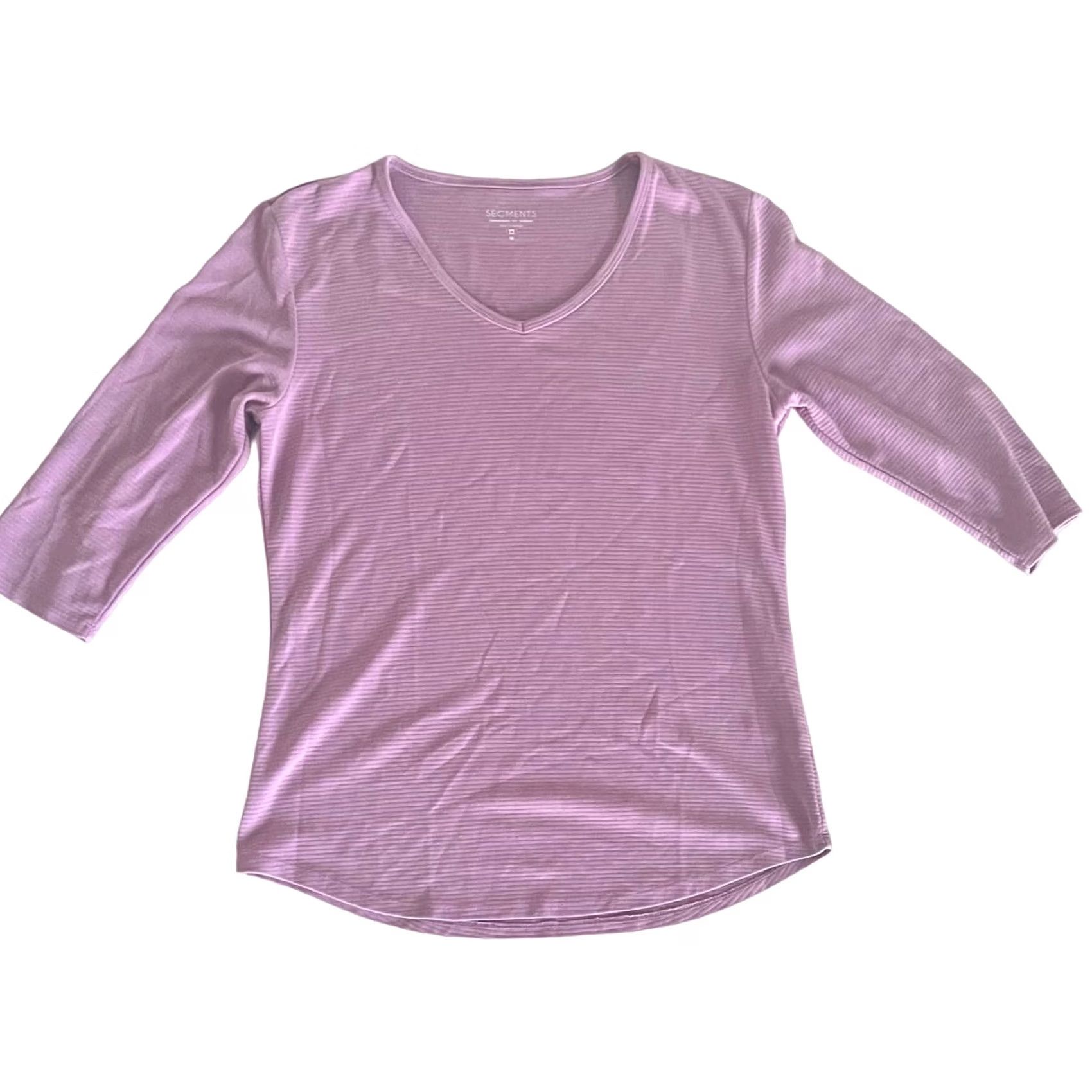 Essentials VINTAGE Seg’ments Essentials Women’s Purple Shirt Long Sleeve V-Neck Sz M Size M / US 6-8 / IT 42-44 - 2 Thumbnail