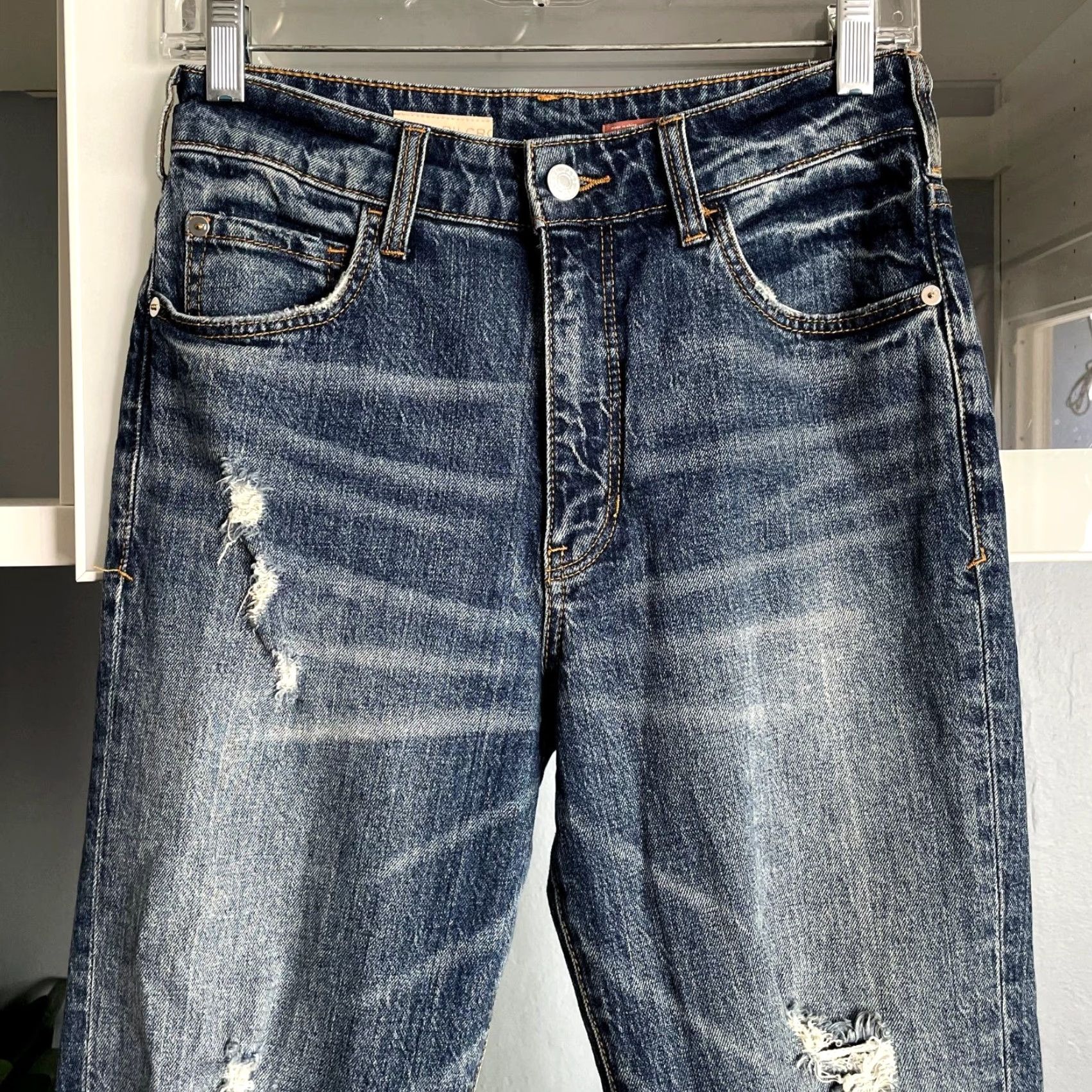 Vintage VINTAGE Pilcro The Vintage Straight Leg Jeans Distressed 27 Blue Denim Cotton High Rise Womens Jeans Size 27" / US 4 / IT 40 - 5 Thumbnail