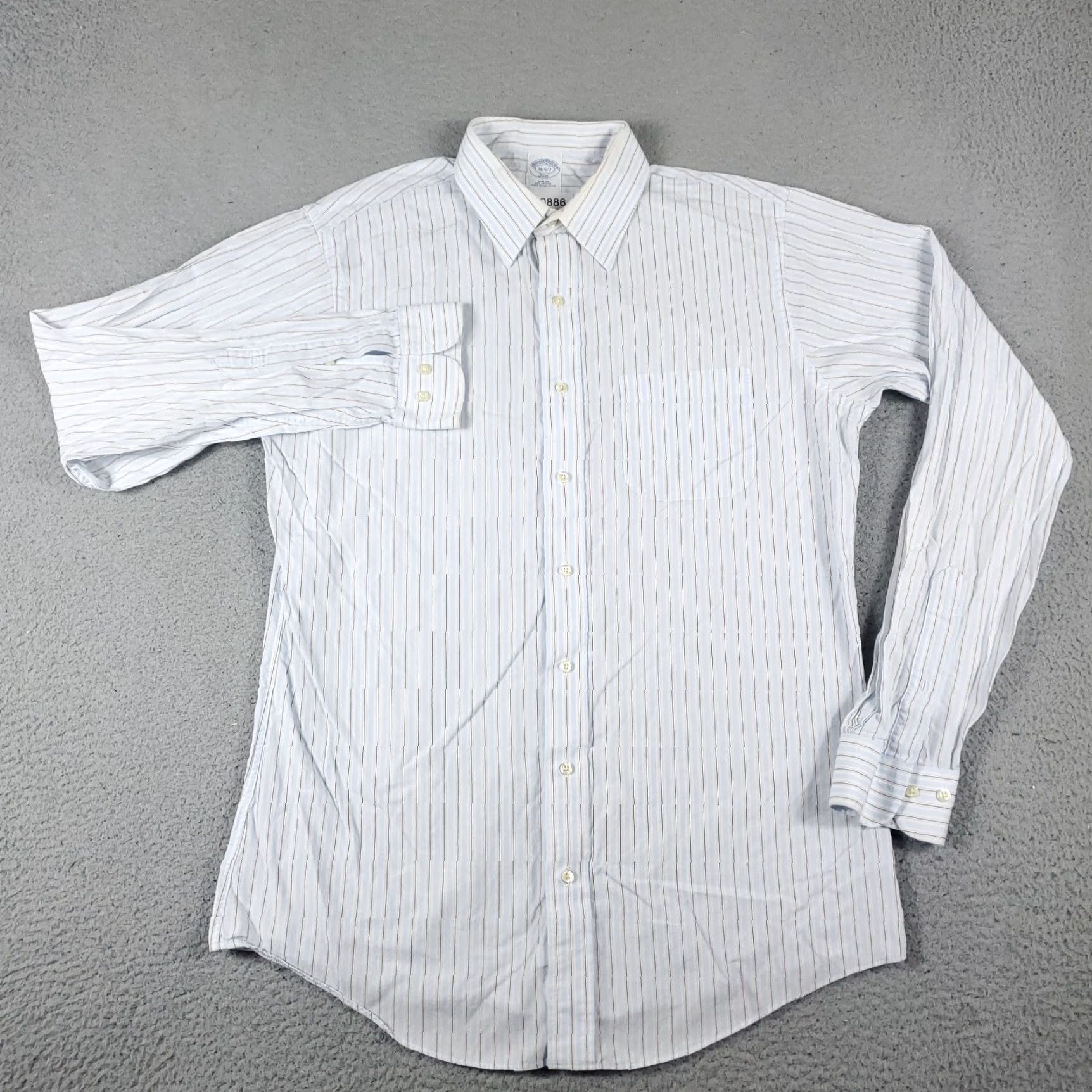 Brooks Brothers VINTAGE Brooks Brothers Shirt Mens 16 Blue Striped Dress Button Up Long Sleeve Regular Fit, Non-Iron, Cotton, 16 Neck Size, Blue, Mens Size 42R - 2 Thumbnail