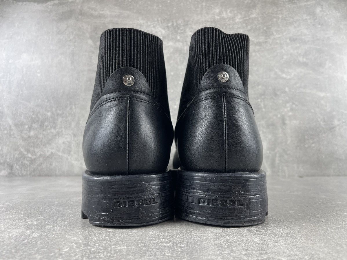 Diesel Diesel Leather Combat Boots Black Ribbed Panel Chunky Sole Size US 9 / EU 42 - 6 Thumbnail