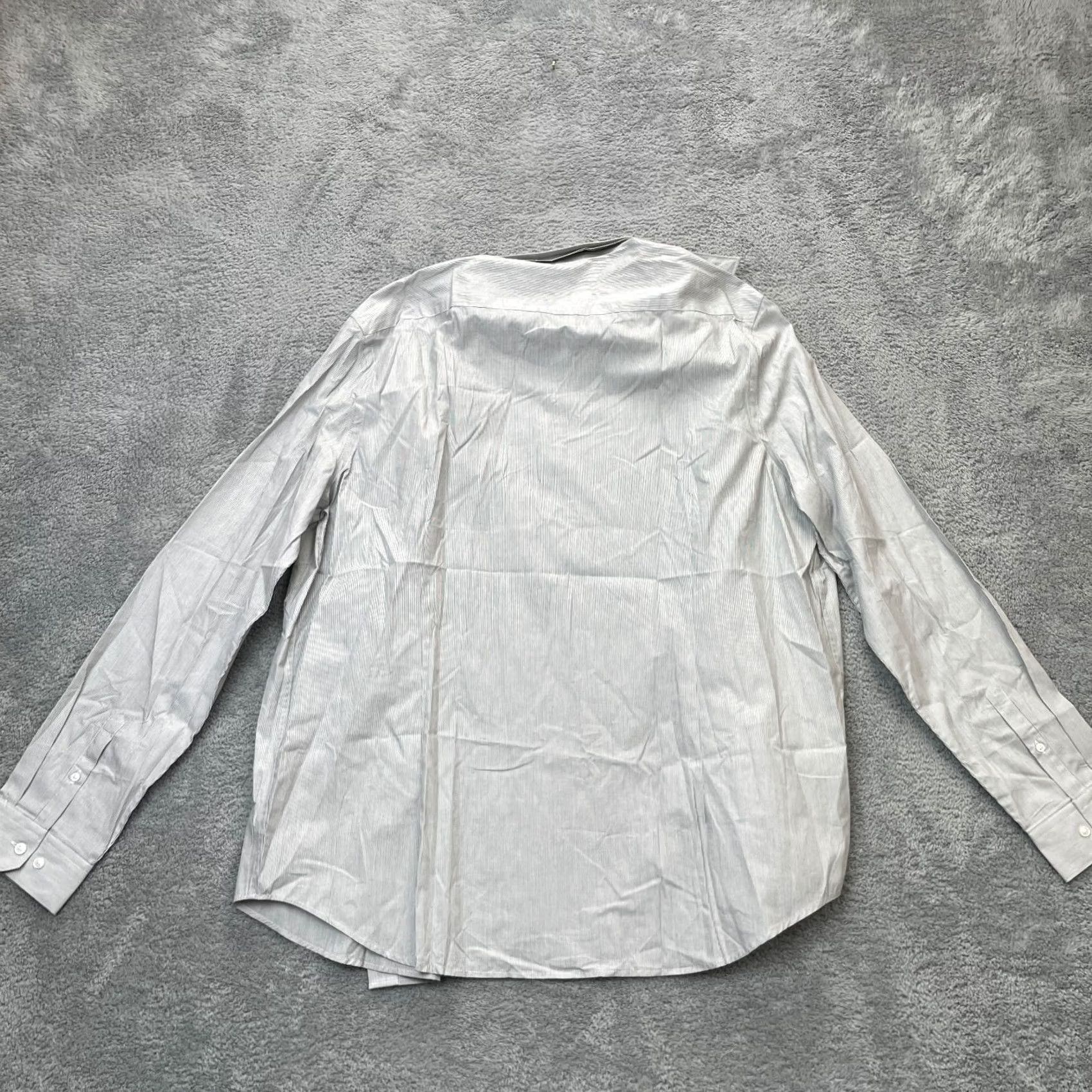 Express Express Shirt Mens XXL Tall Gray Striped Cotton Stretch Formal Slit Button Collar Dress Shirt Size 48R - 2 Thumbnail