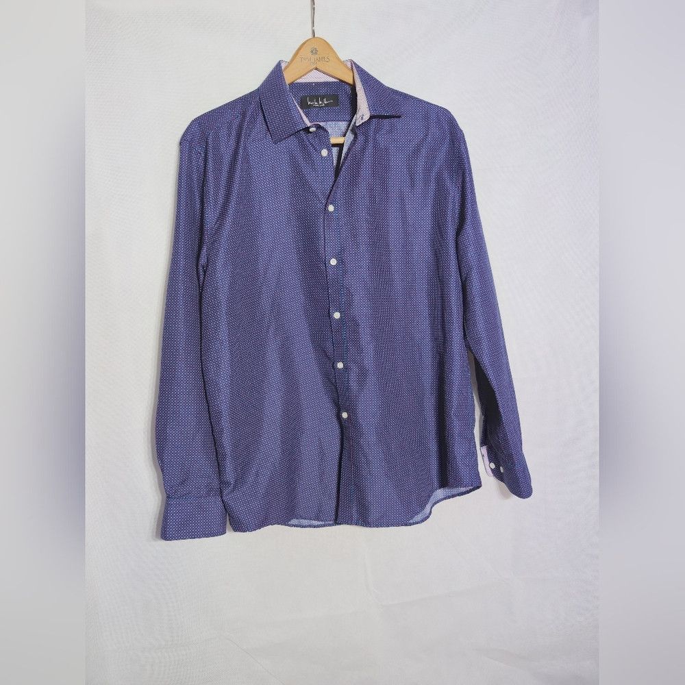 Nicole Miller Nicole Miller NY sz L Men's Blue And Red Dress Shirt Size US L / EU 52-54 / 3 - 2 Thumbnail