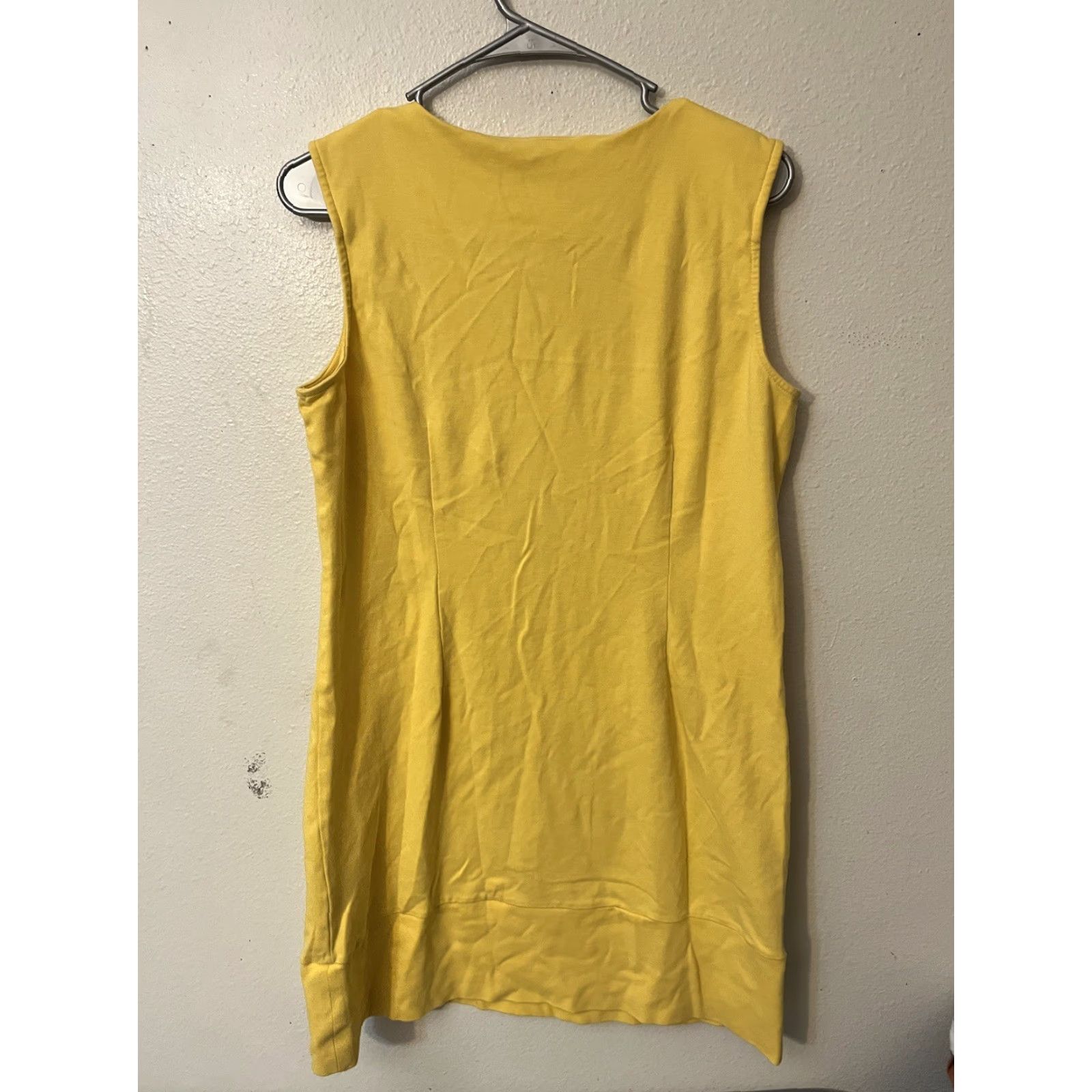 Vintage New York & Company Womens Dress Sleeveless Yellow Round Neck A-Line L Knee Length Casual Vintage No Size L / US 10 / IT 46 - 2 Thumbnail