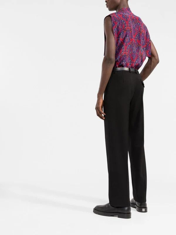 Saint Laurent Paris o1b1hav111224 Sleeveless Shirt Printed Paisley Crepe Chine Size US XL / EU 56 / 4 - 4 Thumbnail