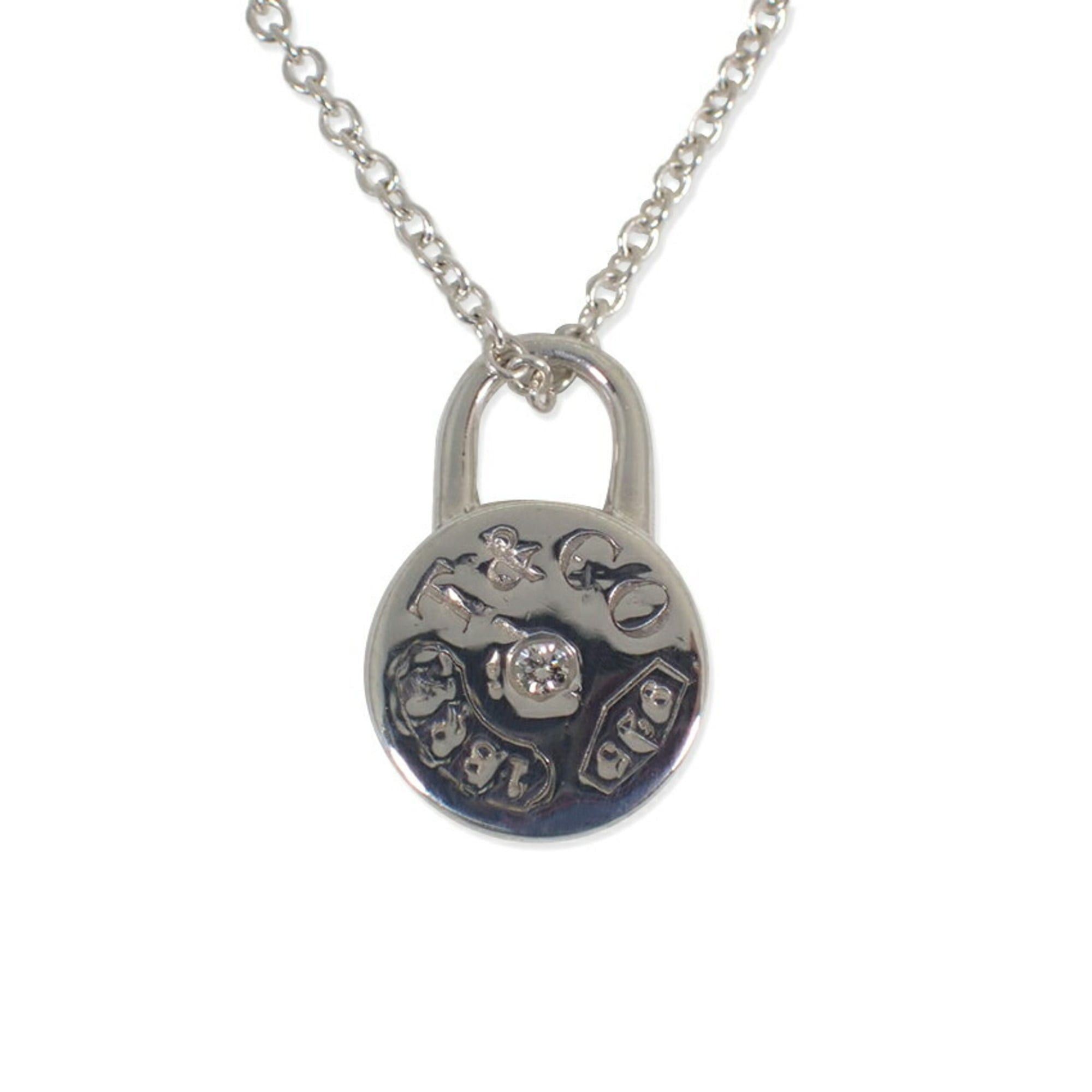 Tiffany & Co. TIFFANY 925 Diamond 1pc 1837 Round Lock Pendant Necklace Size ONE SIZE - 1 Thumbnail