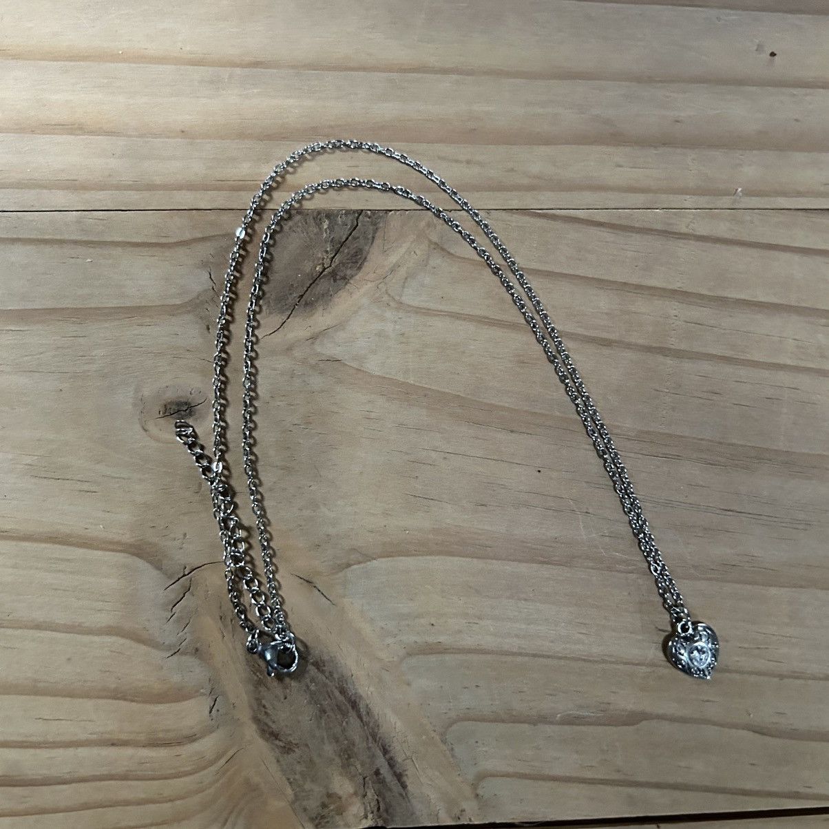 Handmade Handcrafted clear glass stone accent filigree heart necklace Size ONE SIZE - 6 Thumbnail