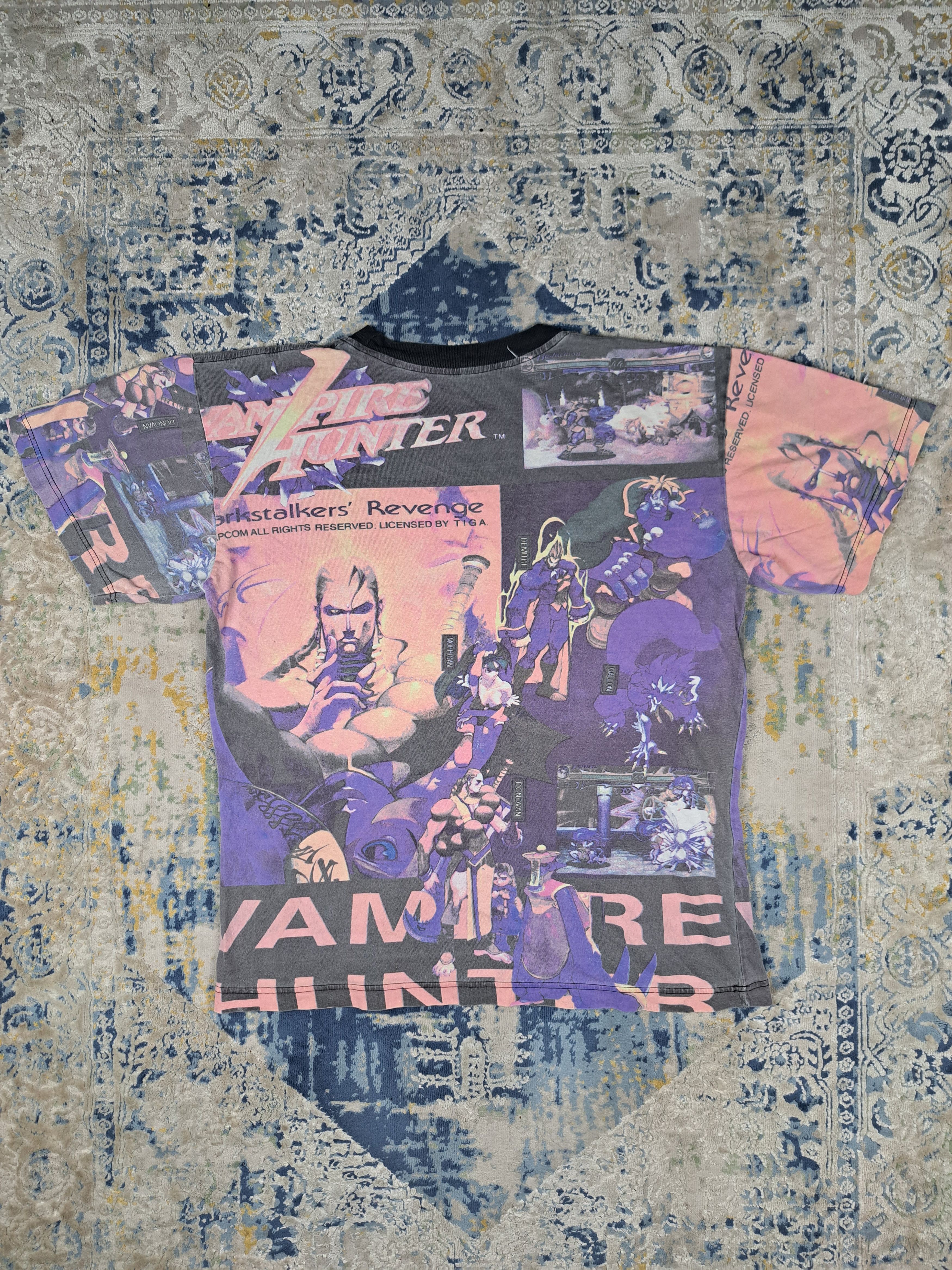 Vintage 1995 Capcom Vampire Hunter Darkstalkers Revenge Game AOP Tee Size US L / EU 52-54 / 3 - 6 Thumbnail
