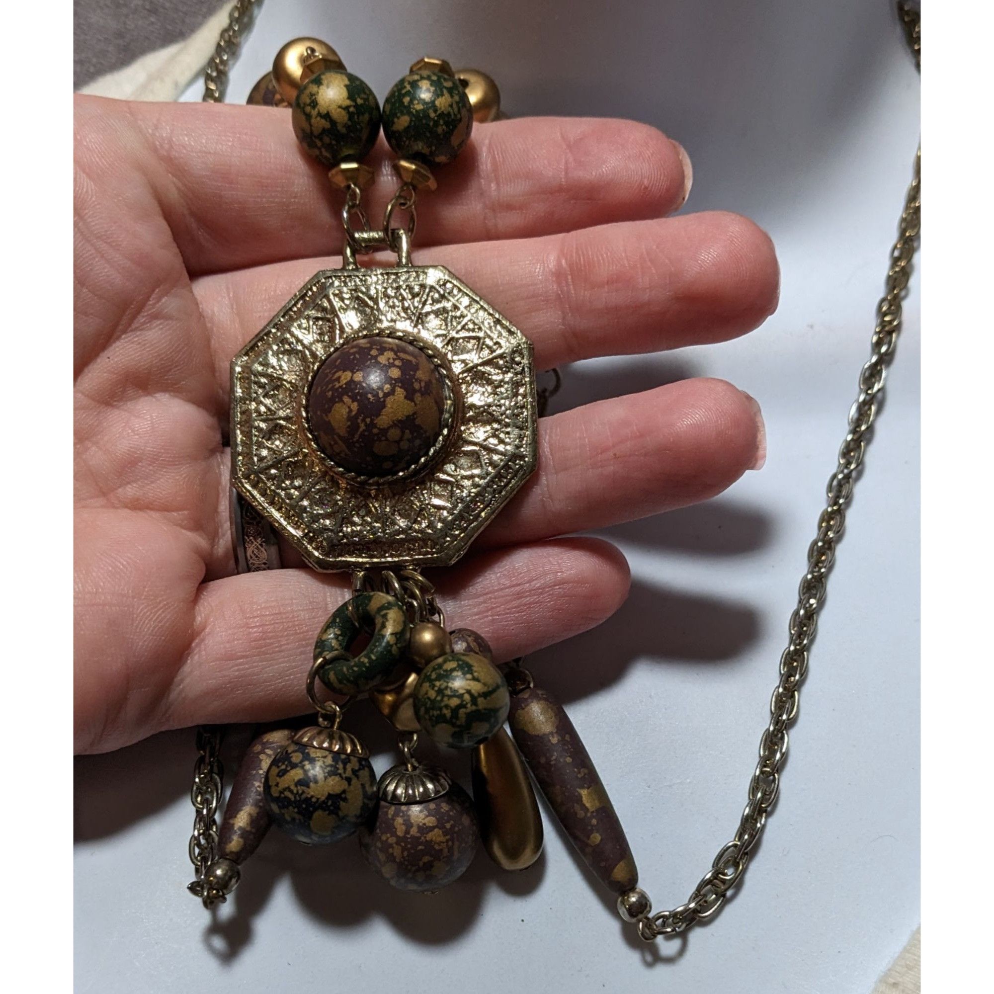 Other Vintage 80s Bohemian Metallic Beaded Tassel Necklace Size ONE SIZE - 8 Thumbnail
