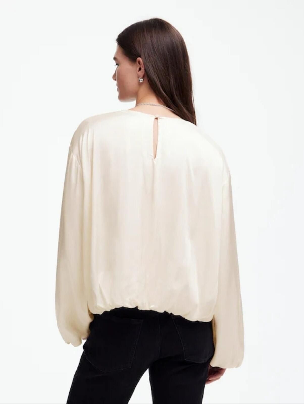 Madewell Madewell Long-Sleeve Bubble-Hem Top in Satin Size XL / US 12-14 / IT 48-50 - 5 Thumbnail