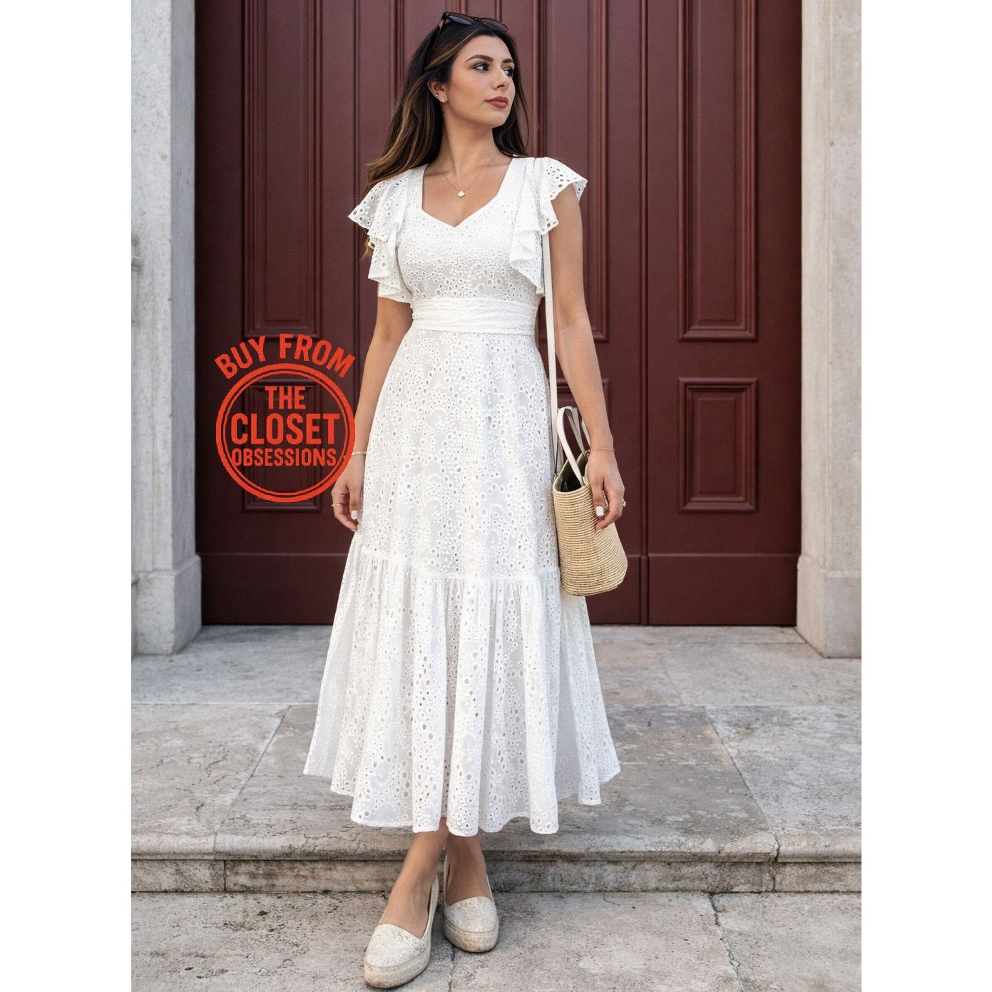 green emerald velvet dress Isadora Embroidered Midi Dress main image 0