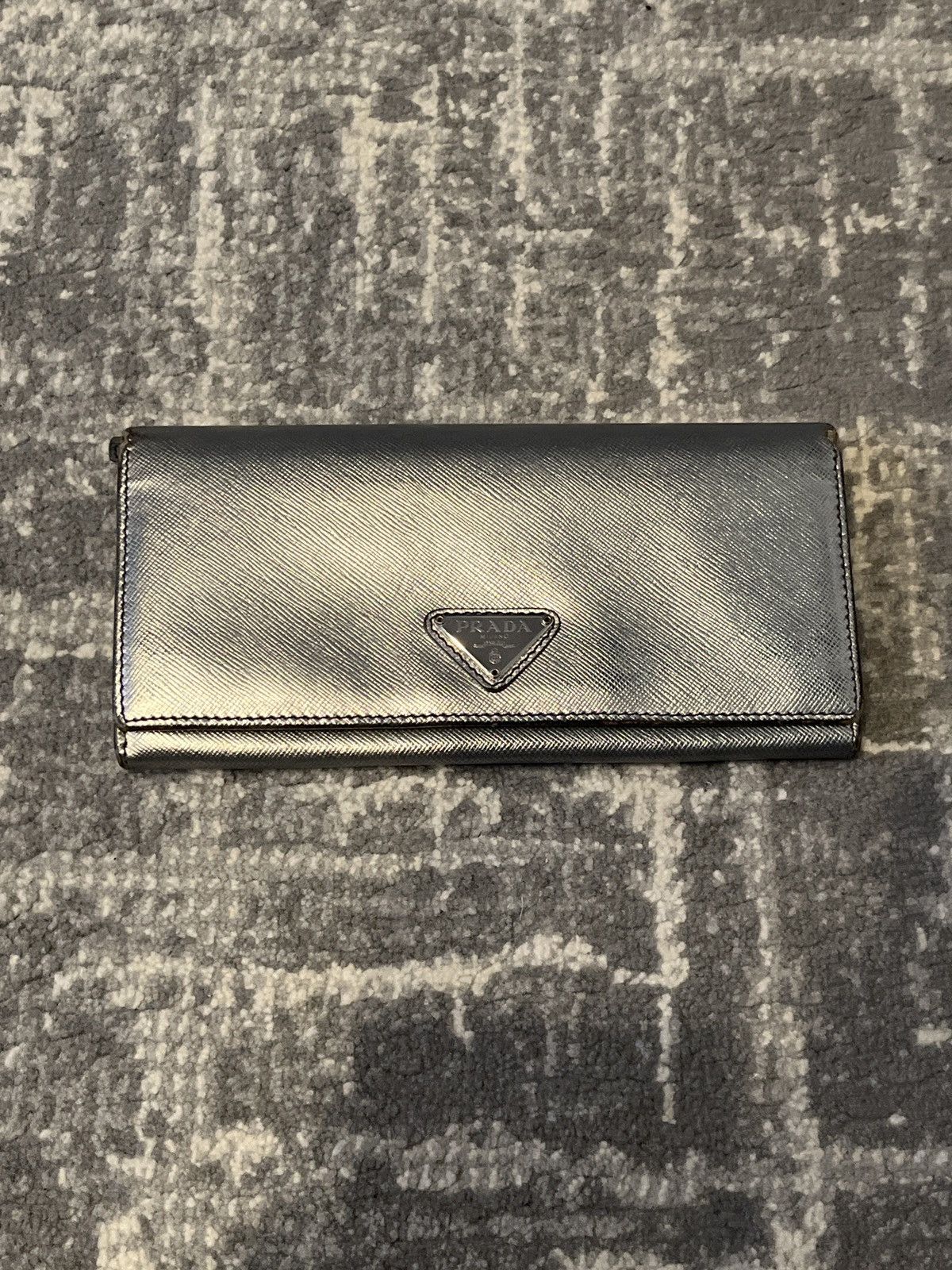 Prada Prada Metallic Silver Saffiano Leather Wallet Size ONE SIZE - 6 Thumbnail