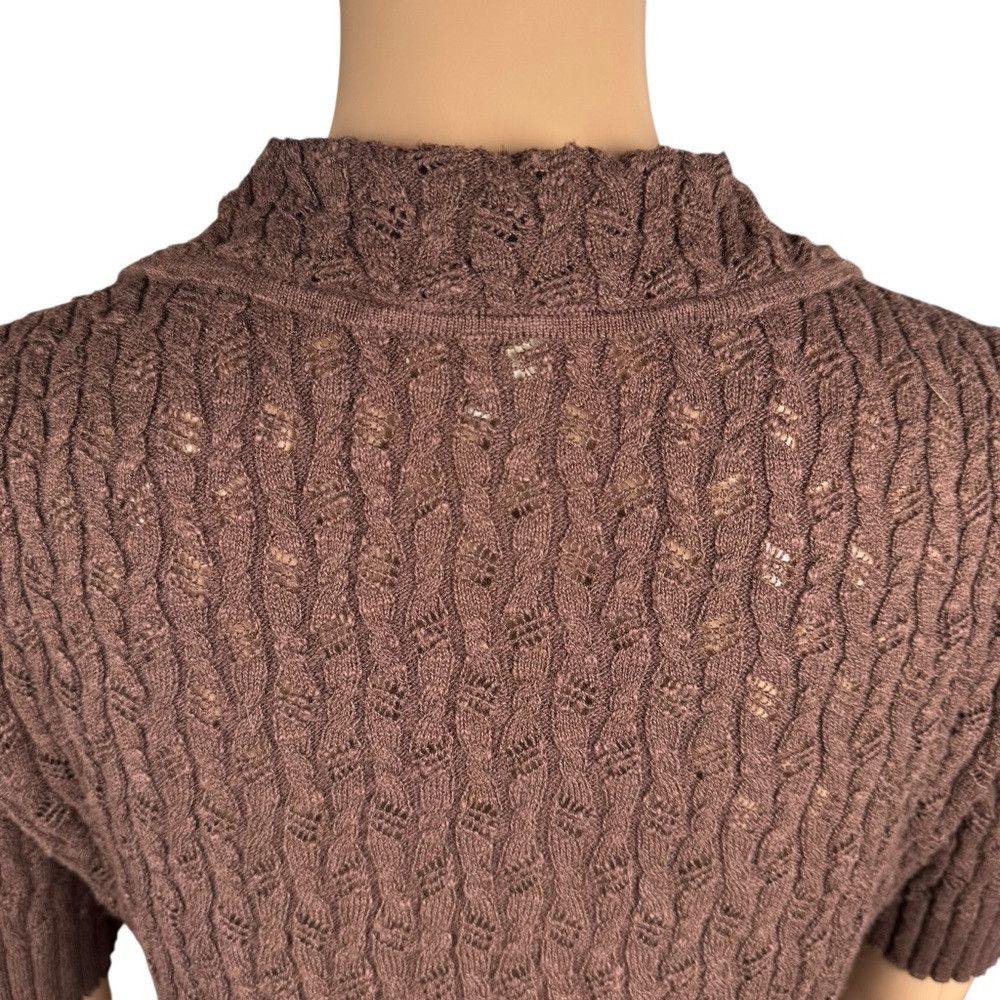 Other Sigrid Olsen Knit Cotton Short Sleeve Collared Brown Cardig Size S / US 4 / IT 40 - 5 Thumbnail