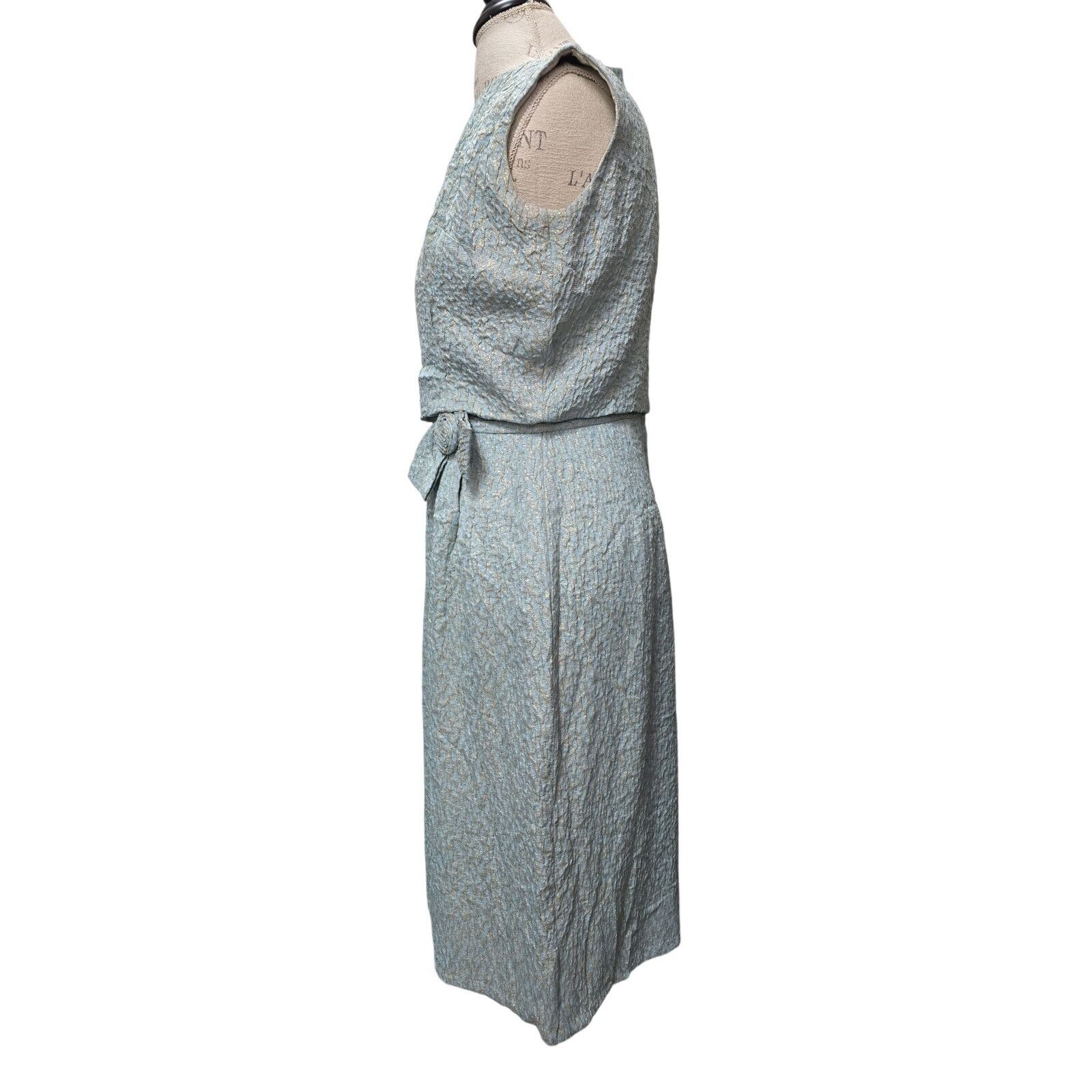 Vintage Vintage Ardley New York Brocade Rosette Formal Dress, Teal Size M / US 6-8 / IT 42-44 - 5 Thumbnail
