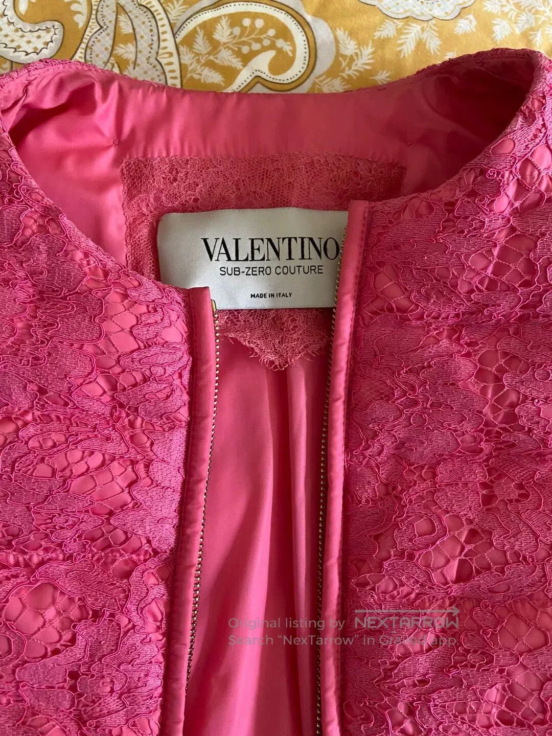 Valentino Valentino Pink Lace Cotton Coat. Size US XL / EU 56 / 4 - 1 Thumbnail