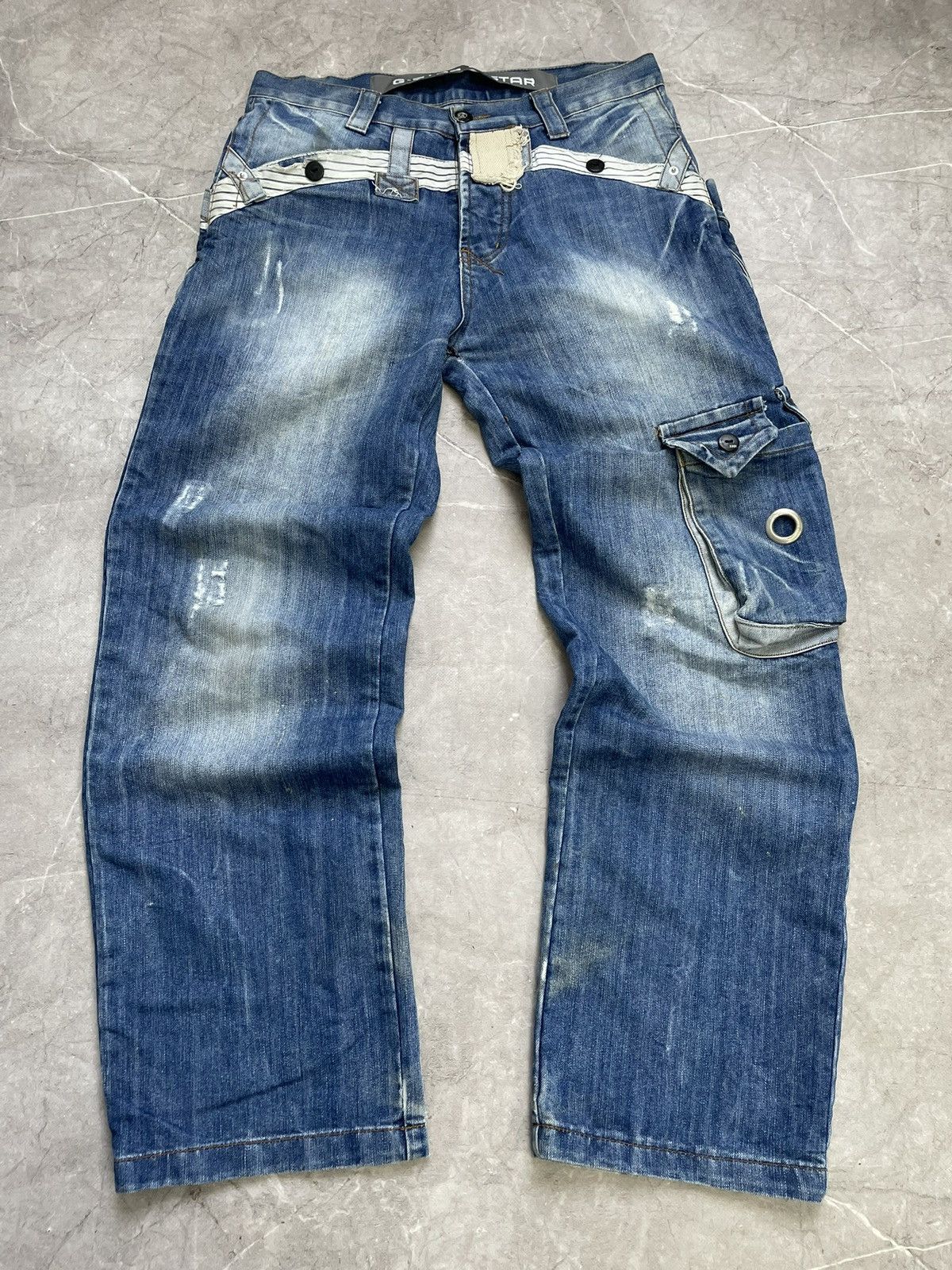 G-Star G star Raw cargo distressed baggy jeans pants y2k Size US 31 - 1 Thumbnail