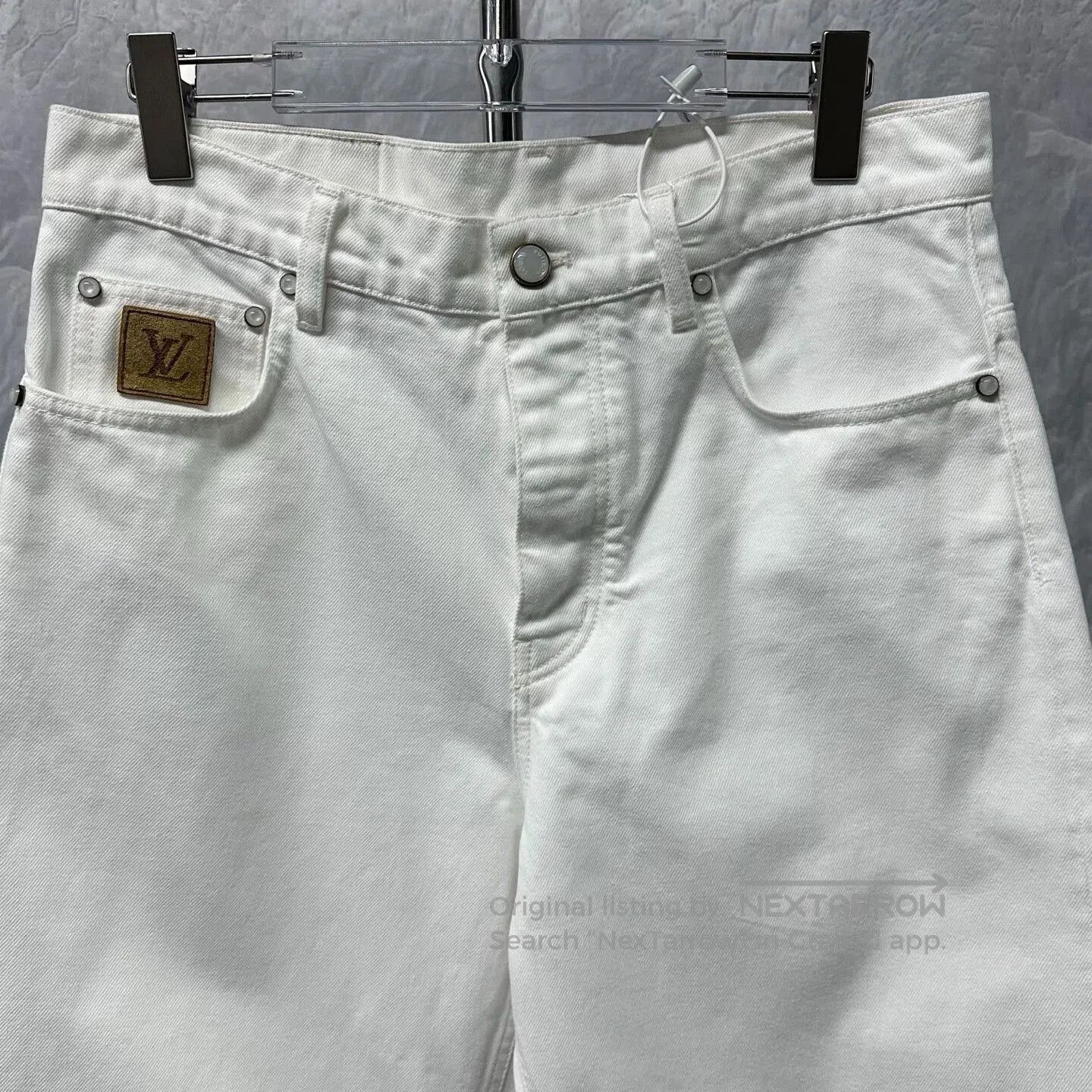 Louis Vuitton louis vuitton white denim embroidered logo pants. Size US 31 - 2 Thumbnail