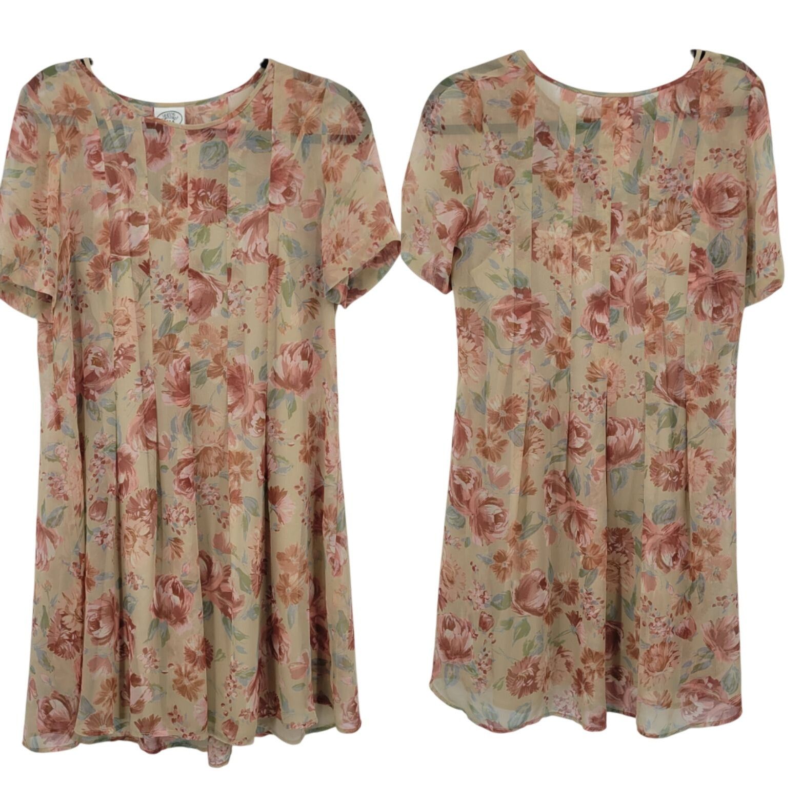 Laura Ashley Vtg Laura Ashley Sheer Floral Short-Sleeve Shift Dress Sz 4 Size S / US 4 / IT 40 - 1 Thumbnail