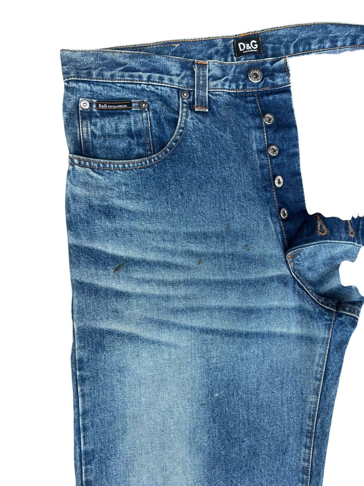 Dolce & Gabbana Vintage Dolce&Gabbana Stains Fade Denim Baggy Wide Jeans Size US 33 - 6 Thumbnail