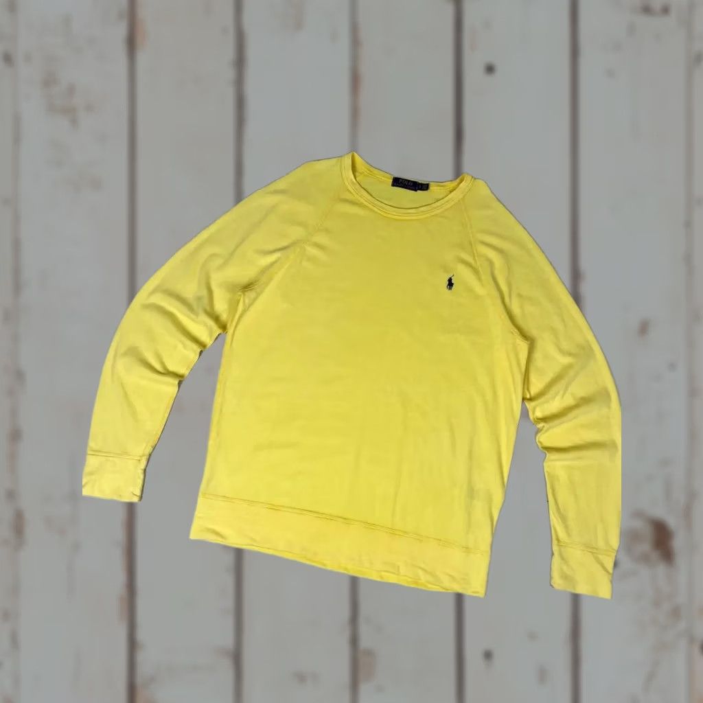 Polo Ralph Lauren Polo Ralph Lauren Sweatshirt Men SZ L Yellow Logo Old Money Solid Crew Neck Pullover Size US L / EU 52-54 / 3 - 1 Thumbnail