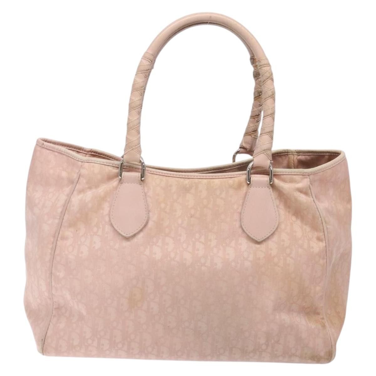 Dior DIOR Trotter Canvas Tote Bag Pink Silver Size ONE SIZE - 3 Thumbnail