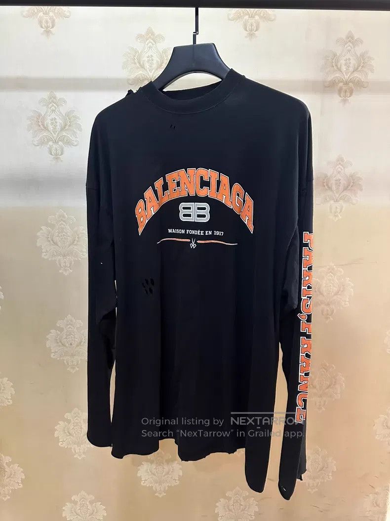 Balenciaga Balenciaga Black Destroyed Double B Scissor Long Sleeve Size US M / EU 48-50 / 2 - 1 Thumbnail