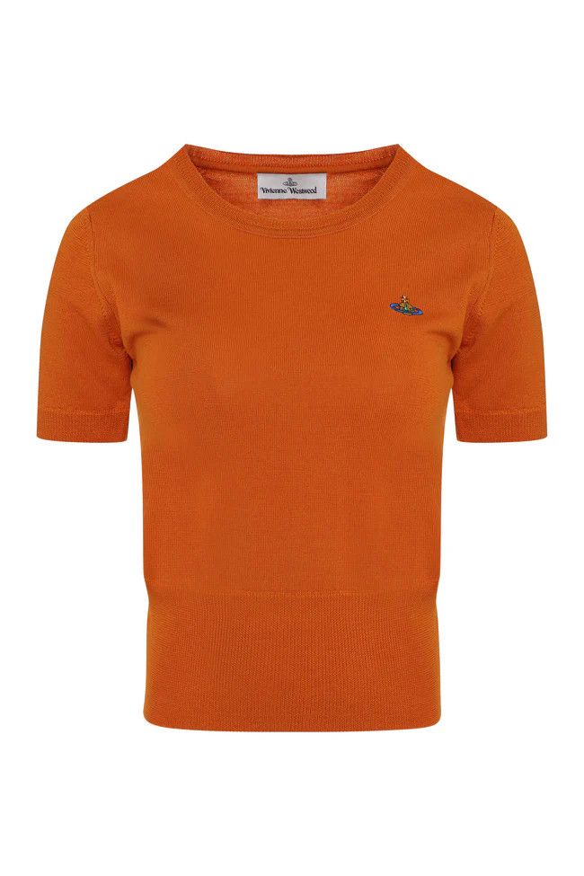 Vivienne Westwood o1f1d3z0226 Bea Logo Knitted T-Shirt in Orange Size L / US 10 / IT 46 - 1 Thumbnail