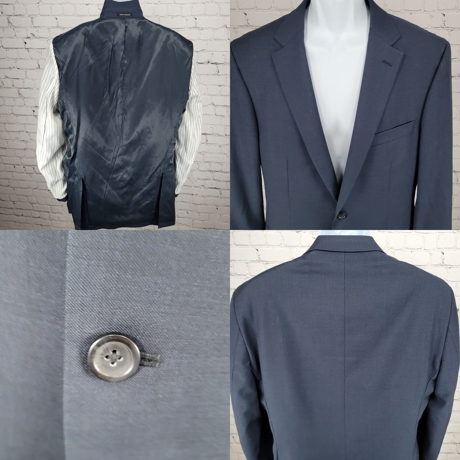 Pronto Uomo Pronto Uomo Blazer Blue 100% Wool 2-Button Notch Double-Vented Adult 42L Mens Size 42R - 8 Thumbnail