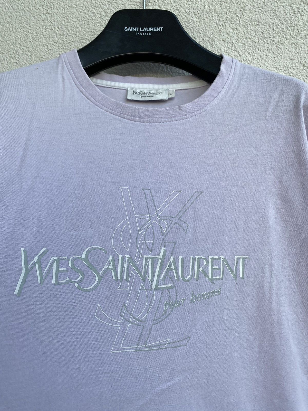 Yves Saint Laurent Lilac YSL T-Shirt Big Logo Double Layer YSL Shirt YSL Tee Size US L / EU 52-54 / 3 - 4 Thumbnail