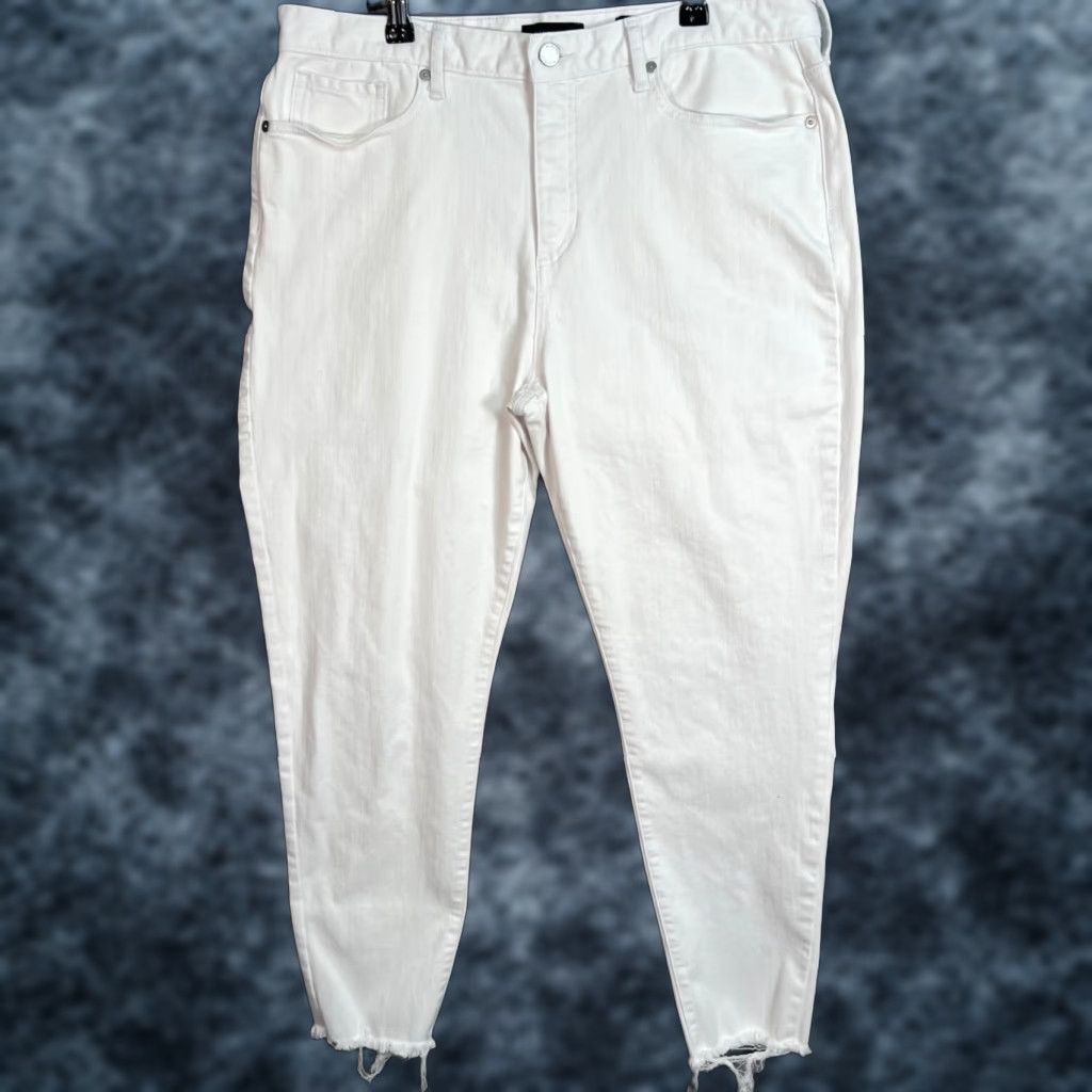 Banana Republic VINTAGE Banana Republic White Mid-Rise Skinny Jeans Womens 33 Regular Premium Denim Fray Size 24" / US 00 / IT 34 - 1 Thumbnail