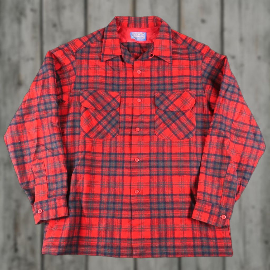 Pendleton VINTAGE Pendleton Board Shirt Shirt Mens L Red Wool Flap Pockets Loop Collar 90s Retro USA Button-Up Size US L / EU 52-54 / 3 - 1 Thumbnail
